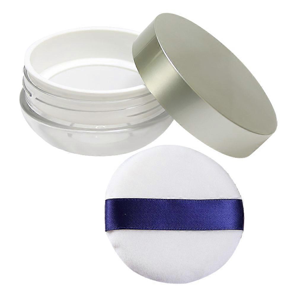 1pc Loose Powder Box with Built in Puff, Mesh Design for Makeup Powder – Durable & Safe Container for Mixing Talcum and Foundation