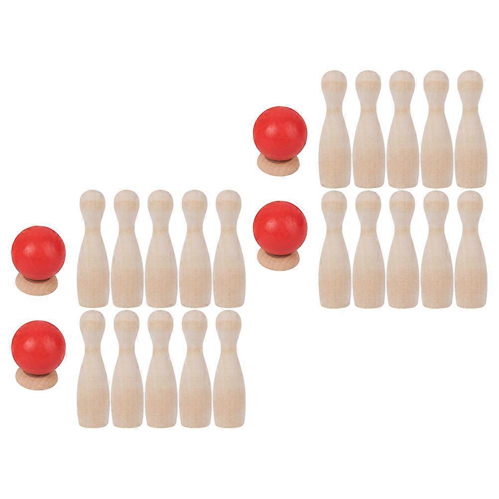 2 Sets Kids Bowling Kit Wooden Funny Tabletop Set Playthings