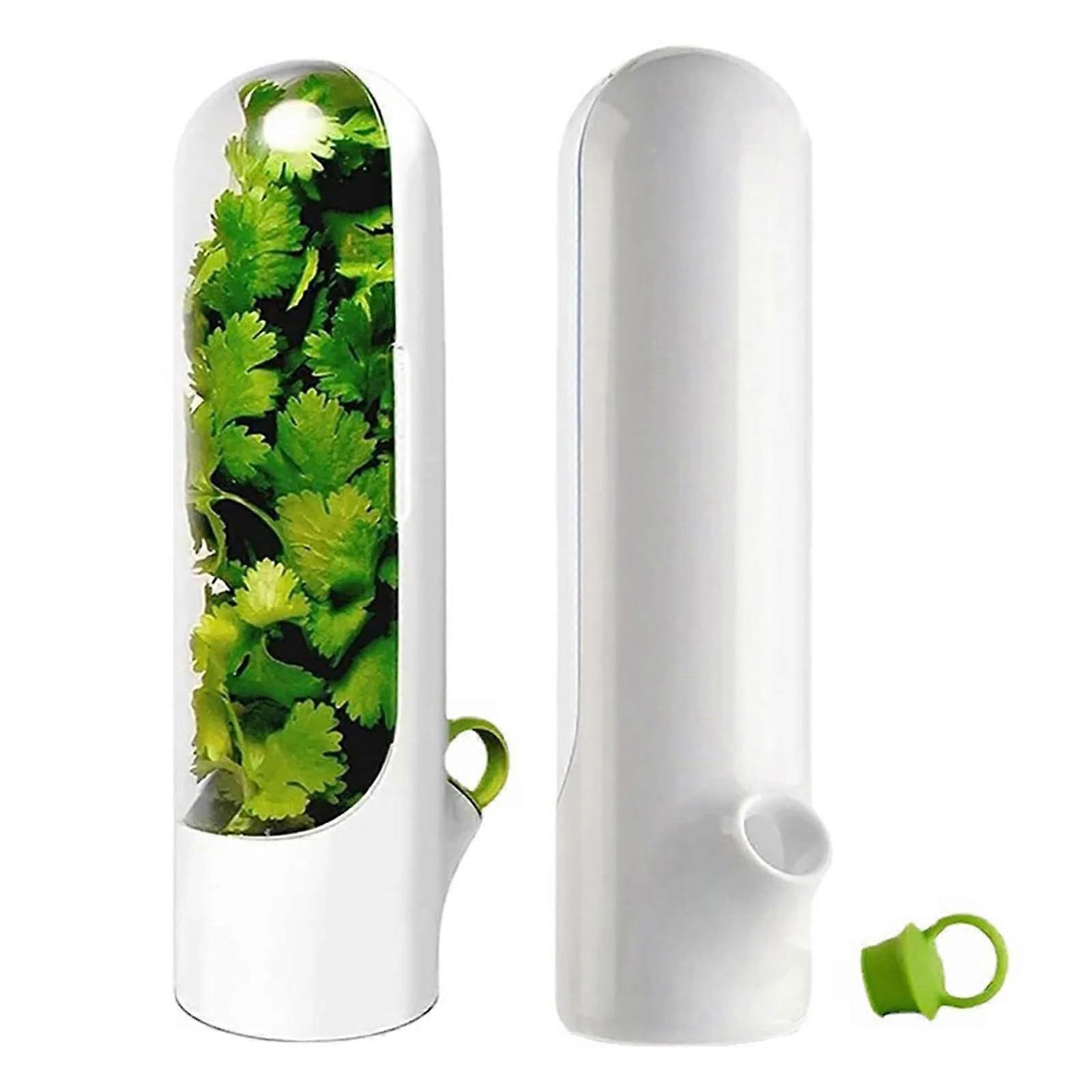 Herb Saver Container 2 Pack for Refrigerator, Fresh Vegetable Preservation Bottle for Coriander, Mint, Parsley, Asparagus