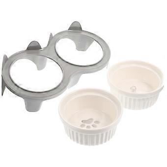 Cat Raised Bowl Pet Dishes For Cats Neck Ceramic 10.9×5.8×3.7in 1 Set