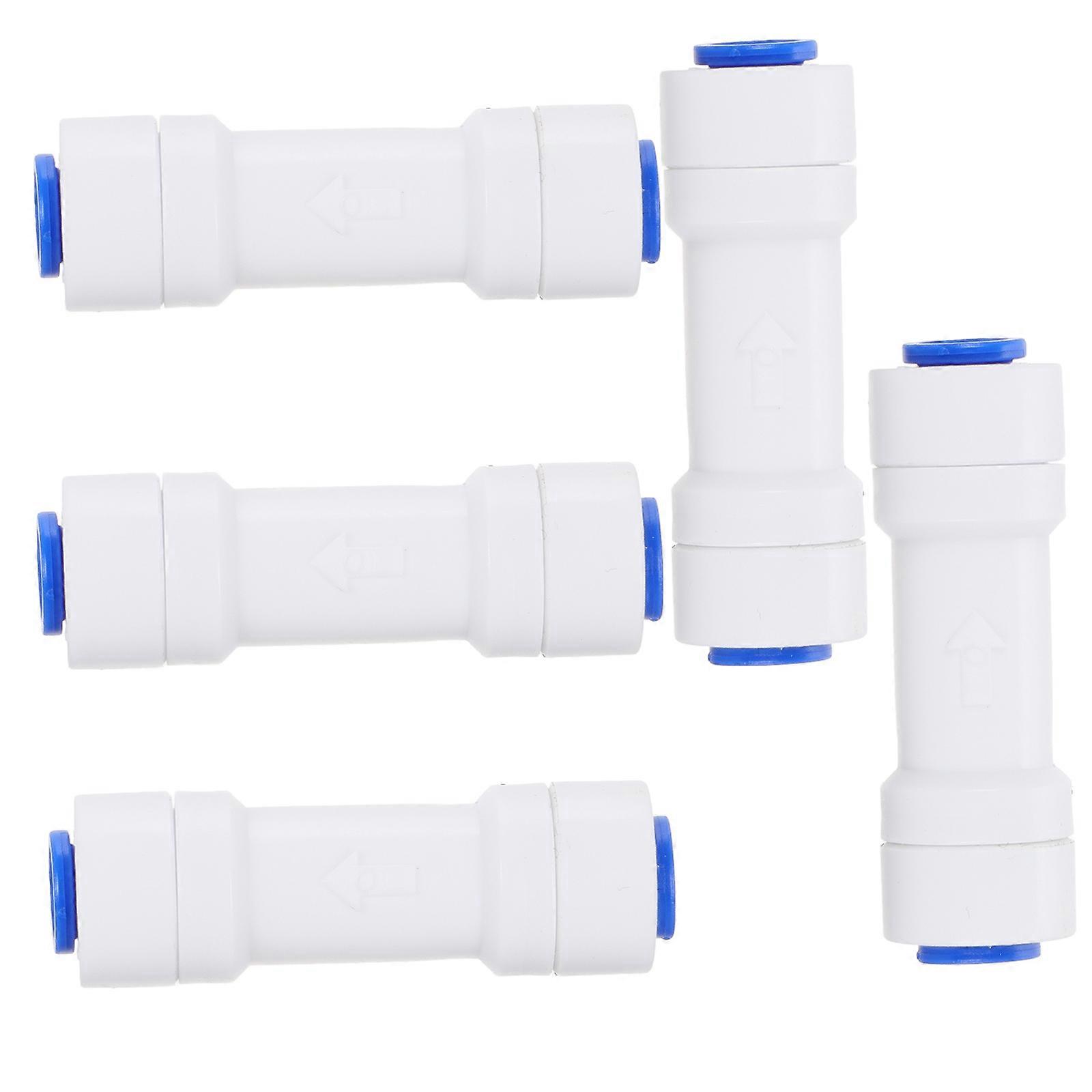 5pcs Straight Thread Adapter 1/4 Inch Quick Connect One Way Check Valve Plastic Water Fittings for Water Purifier Accessories