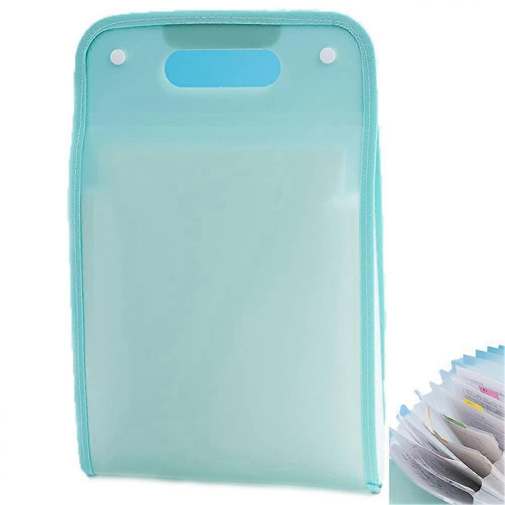 13 Grids Portable A4 Document Bag Large Capacity PP Organizer for Cash and Paper Storage in Green Color