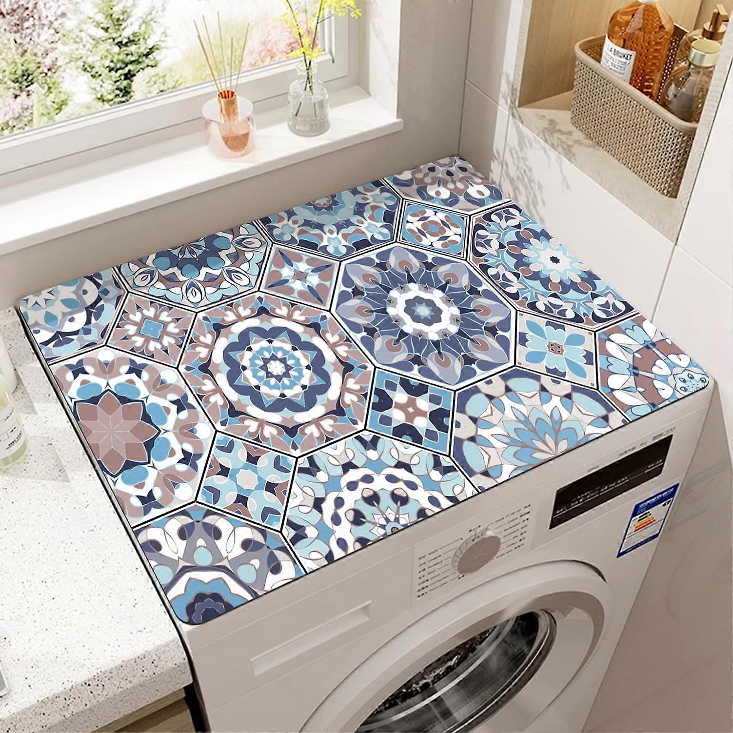 Dust cover for washing machine, Bohemian Mandala print refrigerator mat (Colorful 1)