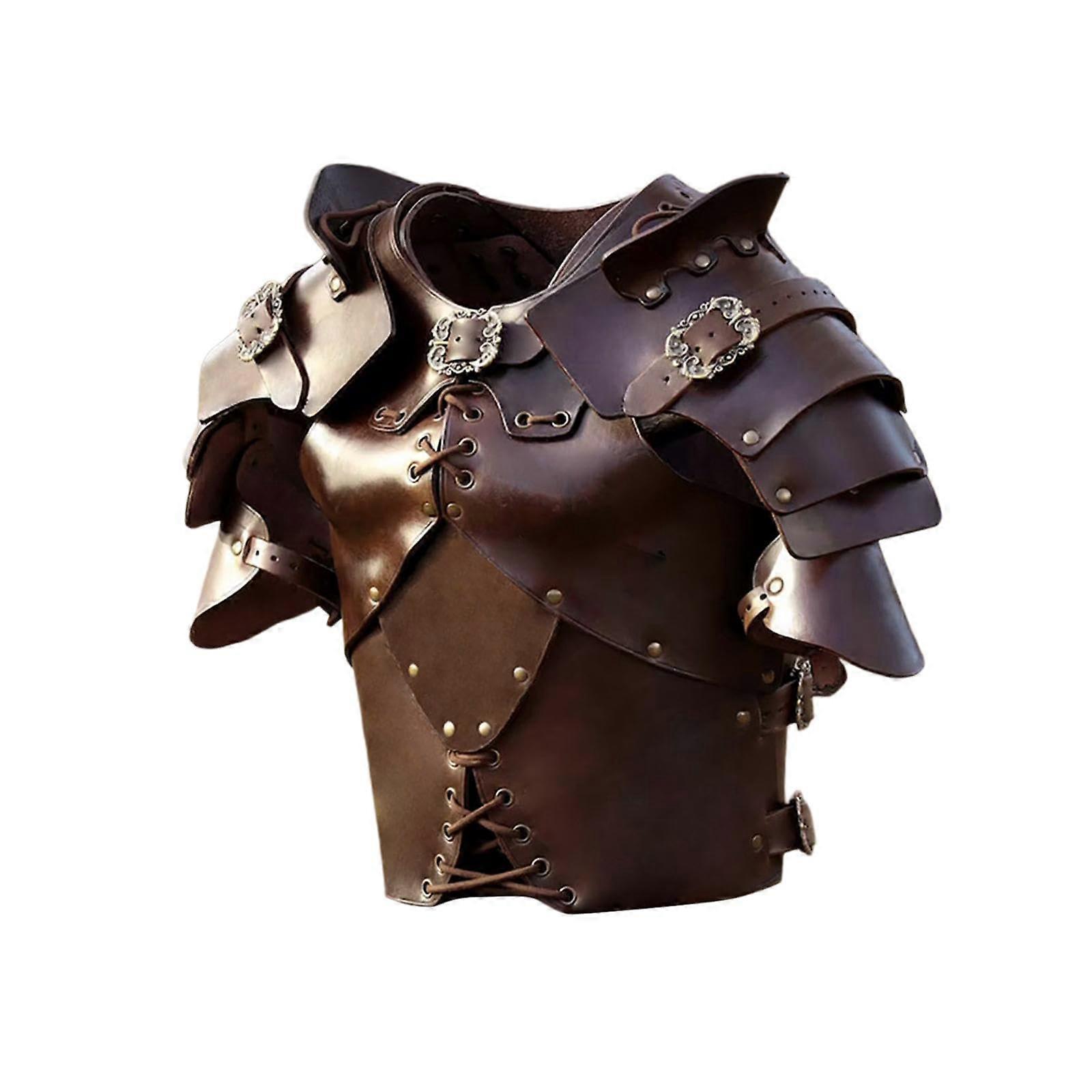 Medieval Chest Armour PU Leather Embossed For Cosplay Knight Steampunk Larp Brown