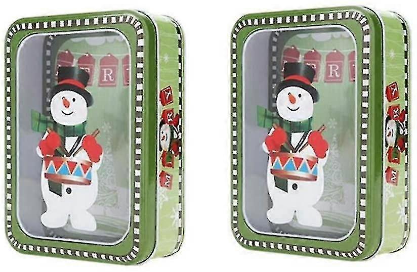 2025 Christmas Cookie Tins With Clear Window Rectangle Cookie Tin Empty Cookie Jar Storage Tins Container