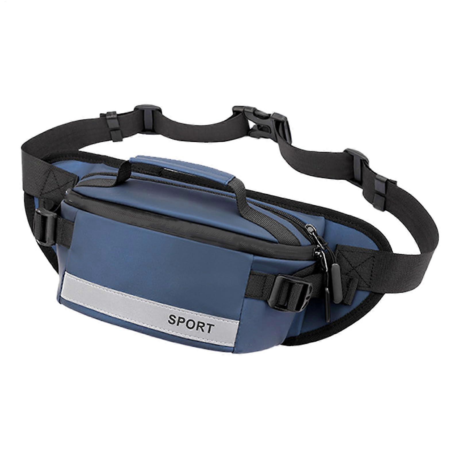 Fanny Pack Anti-Theft Waist Bag With Zipper, Reflective Nylon, 10.24 x 5.91 x 3.94, Blue, For Running And Commuting