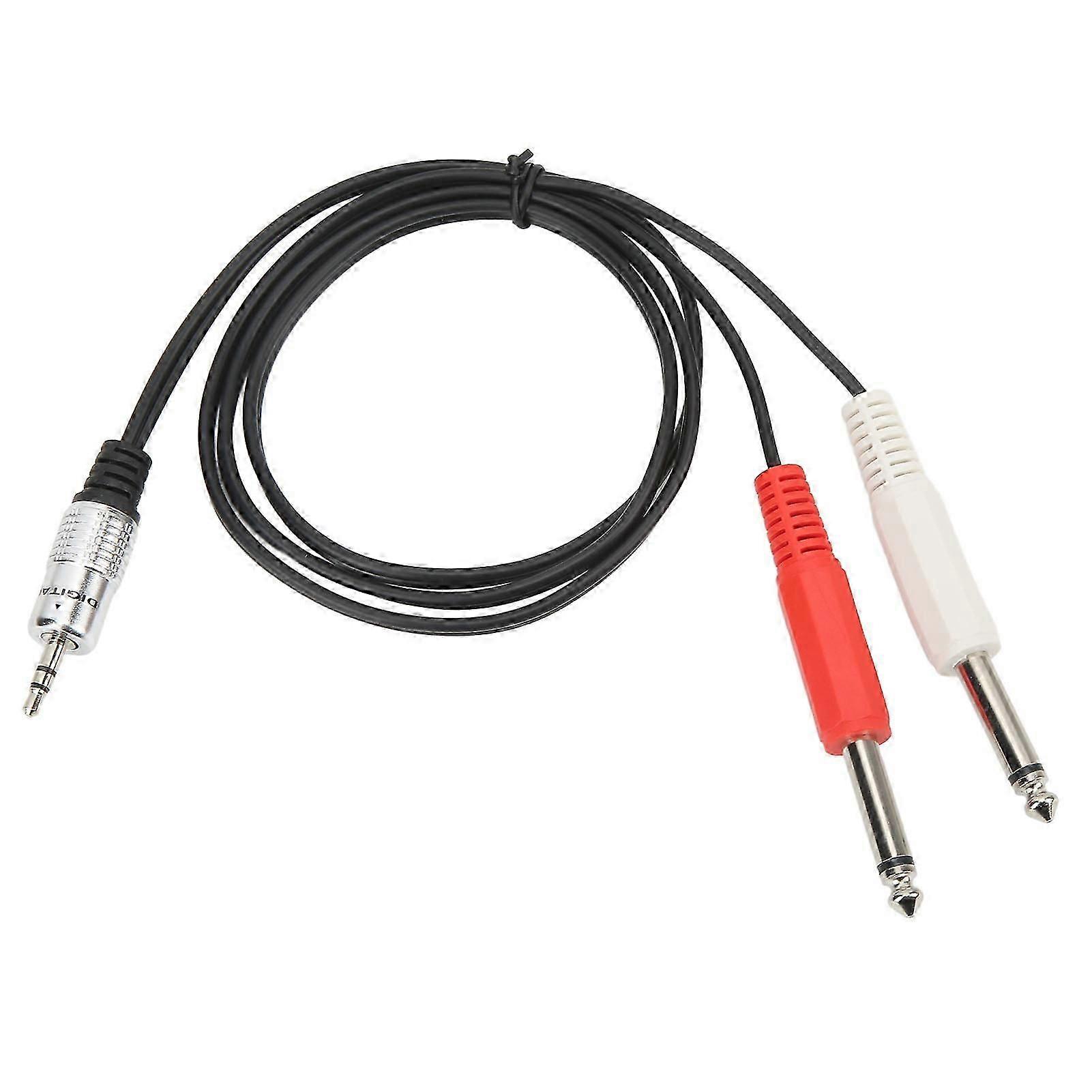 3.5mm to Dual 6.35mm Cable Male to Male Mono Low Distortion Y Splitter Cord for Computer Mixer Speaker 3.3ft
