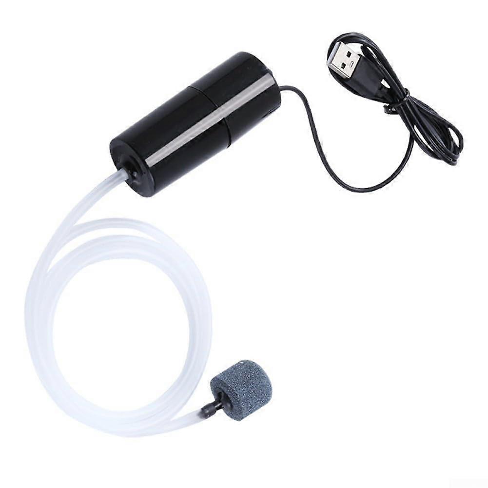 USB aquarium oxygen supply pump, compact and efficient for freshwater and saltwater fish, ideal for water enthusiasts in black.