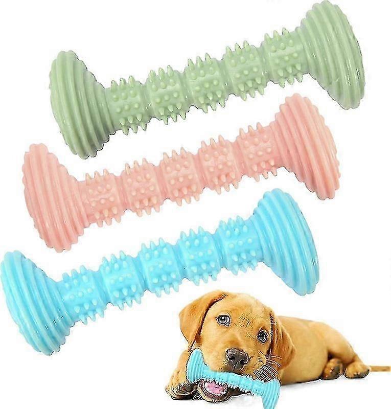 Dog Chew Toy and Toothbrush - Non-Toxic Rubber for Puppies and Kittens - 3pc