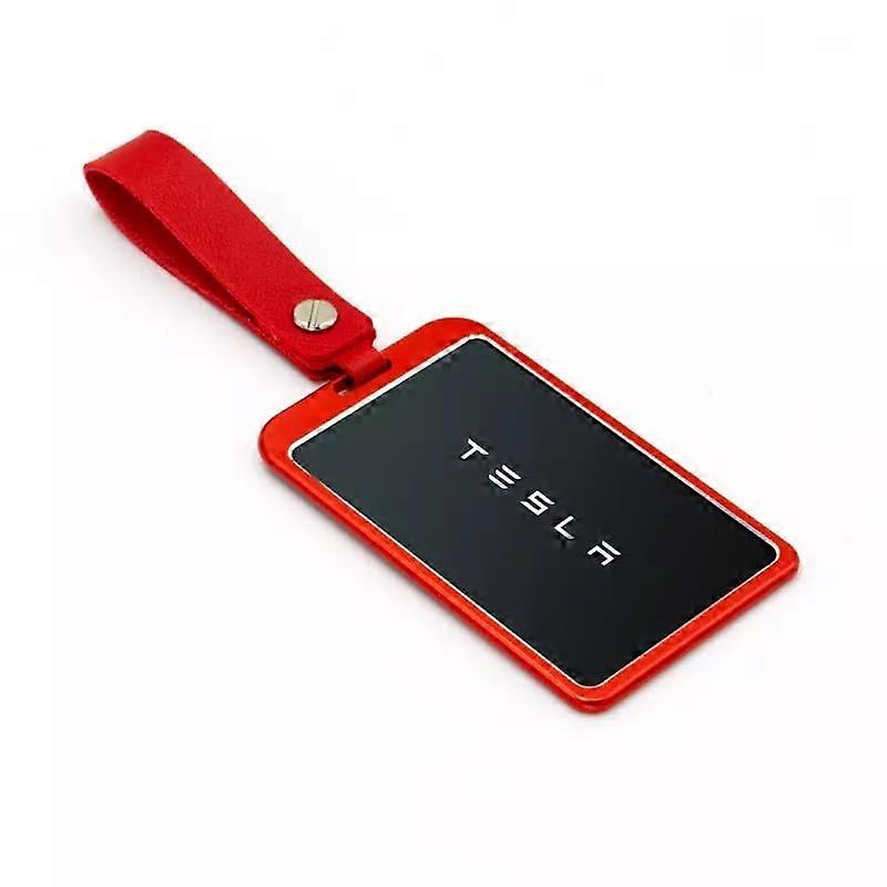 Key Card Holder for Tesla - Custom Fit Heavy Duty Case for Model S 3 X Y - Stylish Red Design Compatible with Key Cards