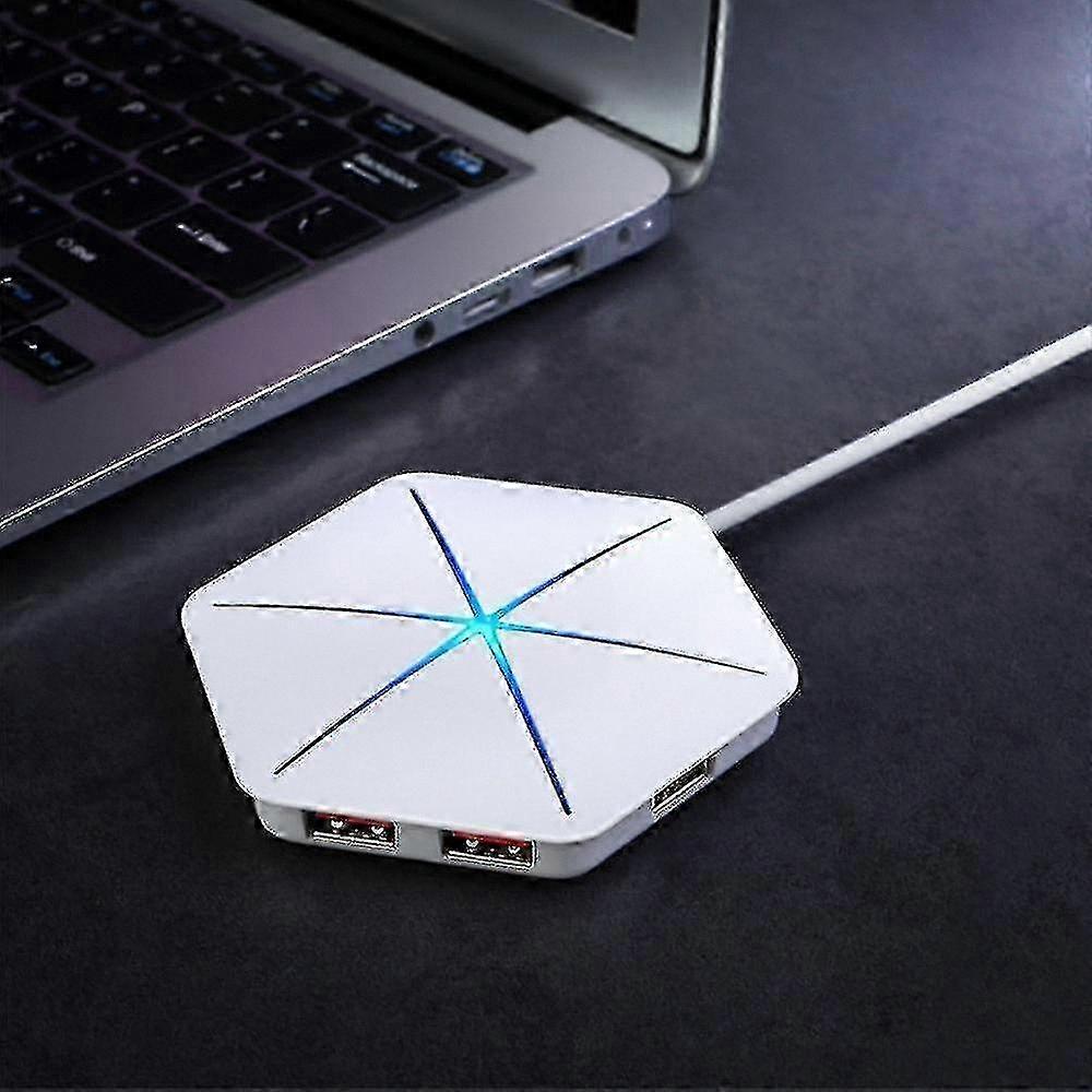 Vertical USB Hub with Extended Cable - 6 Port Data Expansion Adapter