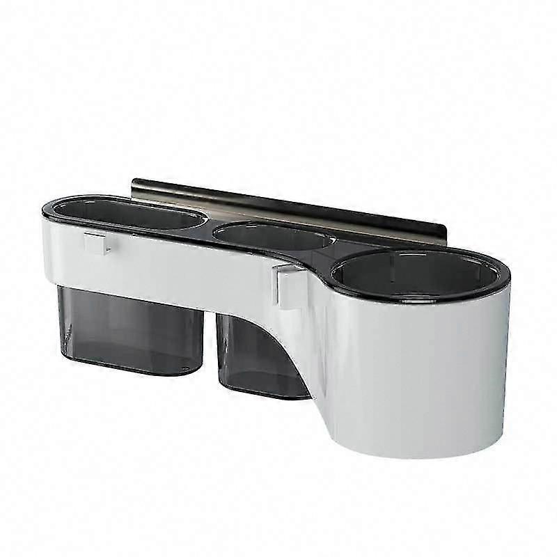 حامل مجفف شعر مثبت على الحائط مع كوب منظم ، رف تخزين للحمام لأدوات تصفيف الشعر باللون الرمادي