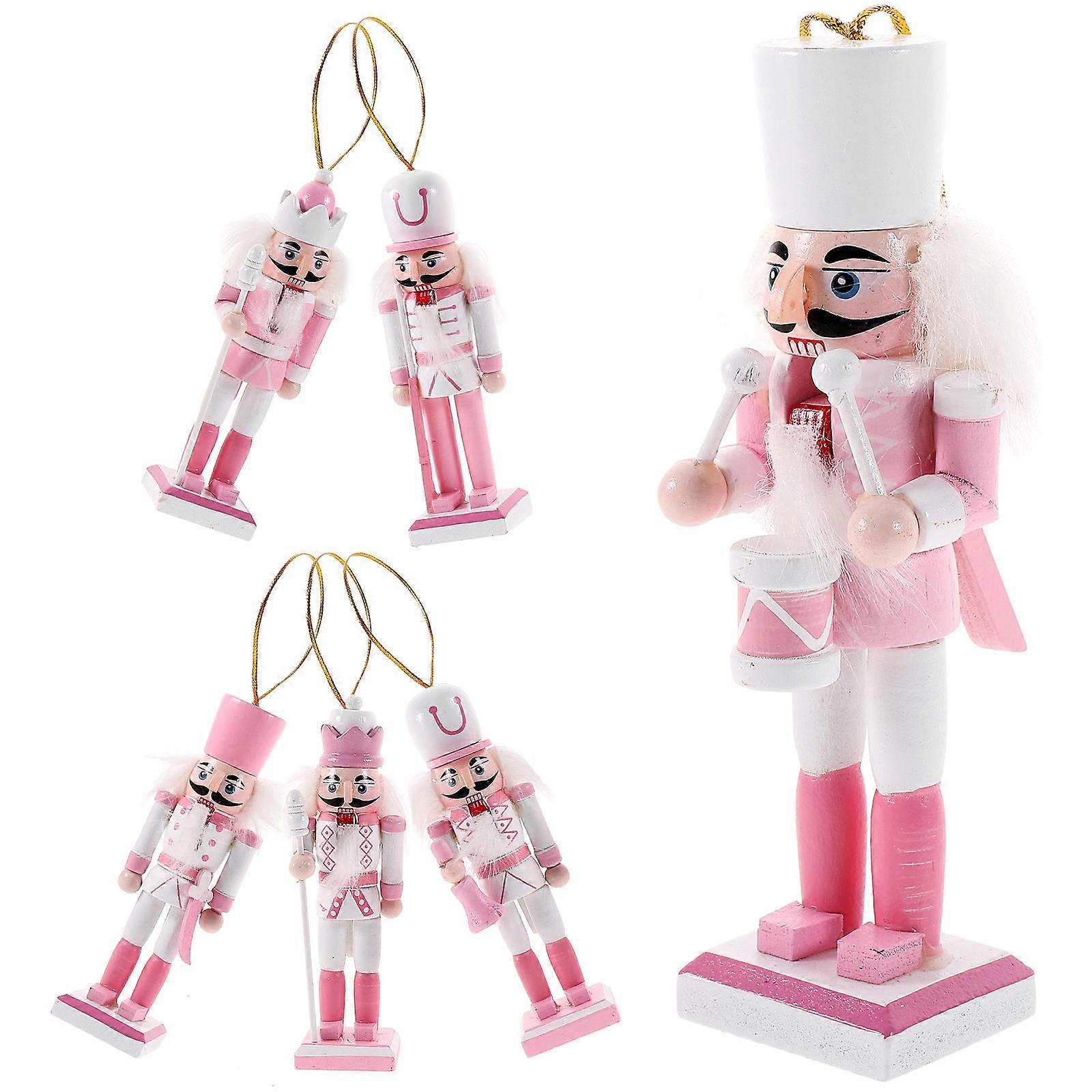 6pcs Wooden Christmas Nutcracker Decorations Hanging Ornaments