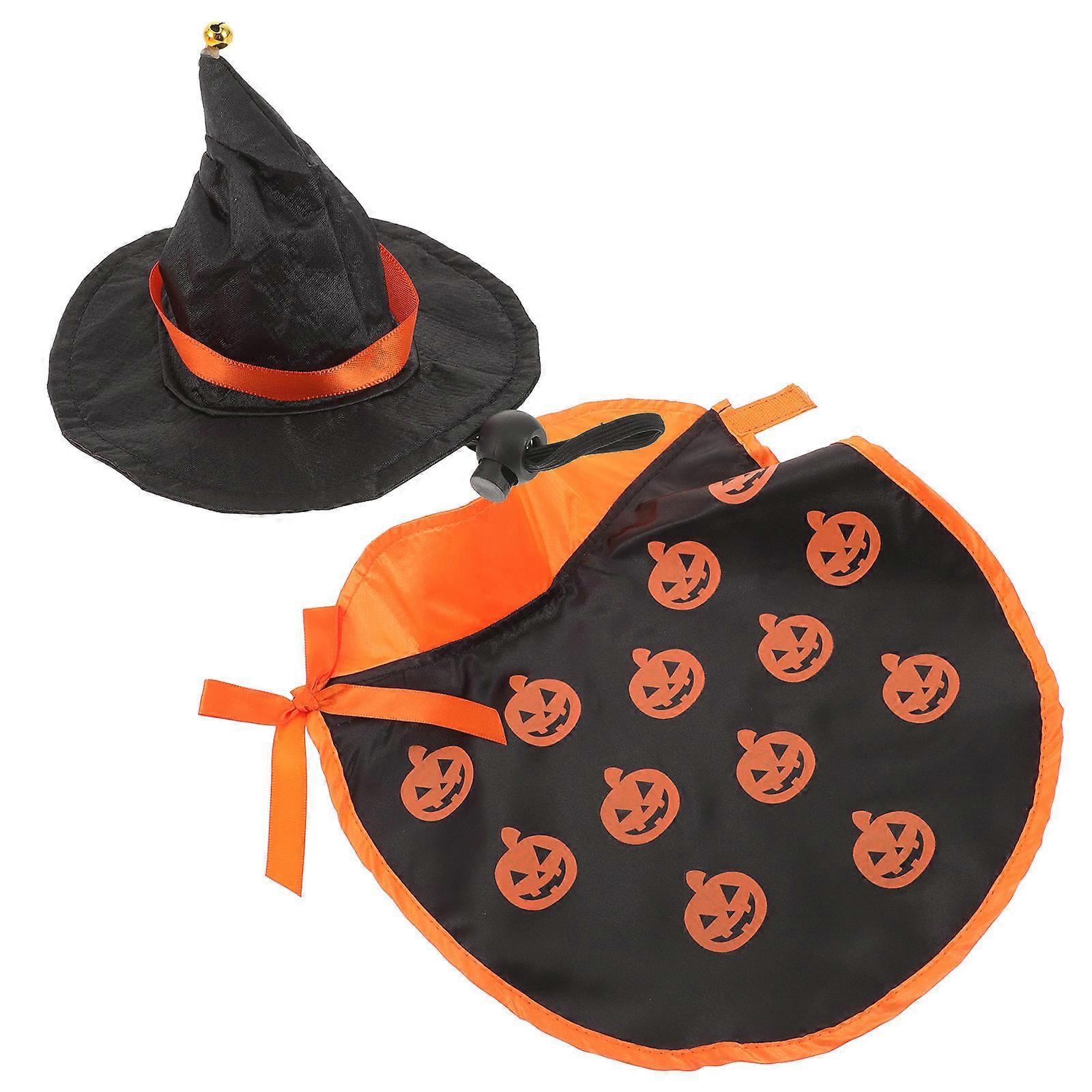 Halloween Pet Costume Set Pumpkin Cape & Decorative Hat for Dogs and Cats, Lightweight and Comfortable for Parties and Photo Sessions