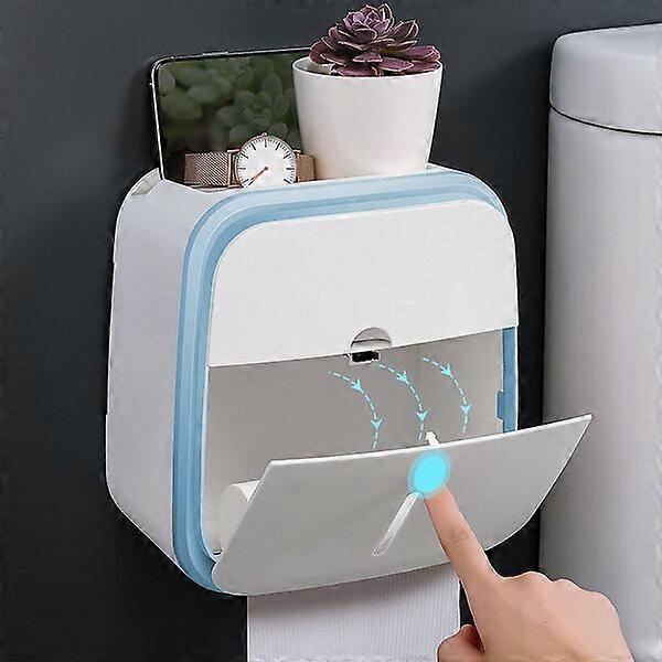 Wall-mounted drill-free tissue box with transparent window to check remaining quantity