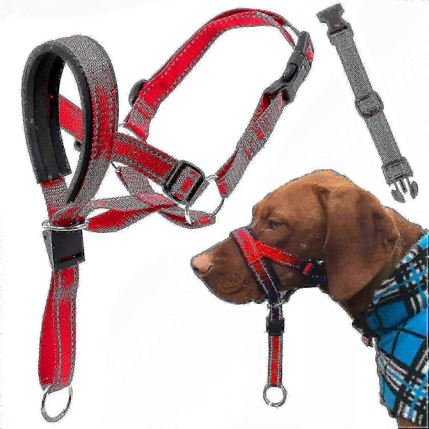 No-Pull Dog Head Halter with Adjustable Safety Strap & Reflective Collar for Training