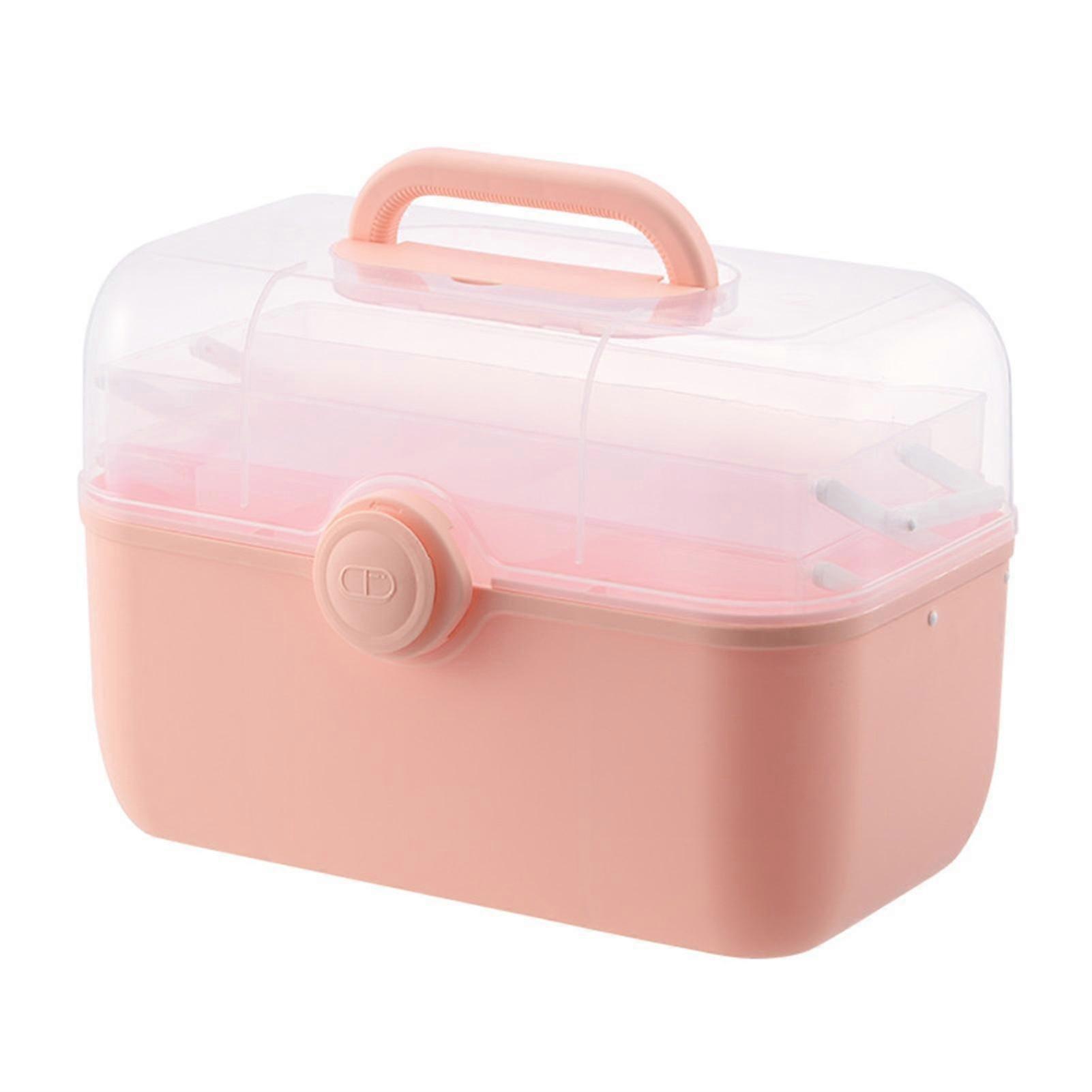 Portable Organizer Box 3 Layers Lockable Storage Container Multipurpose for Home School Office--