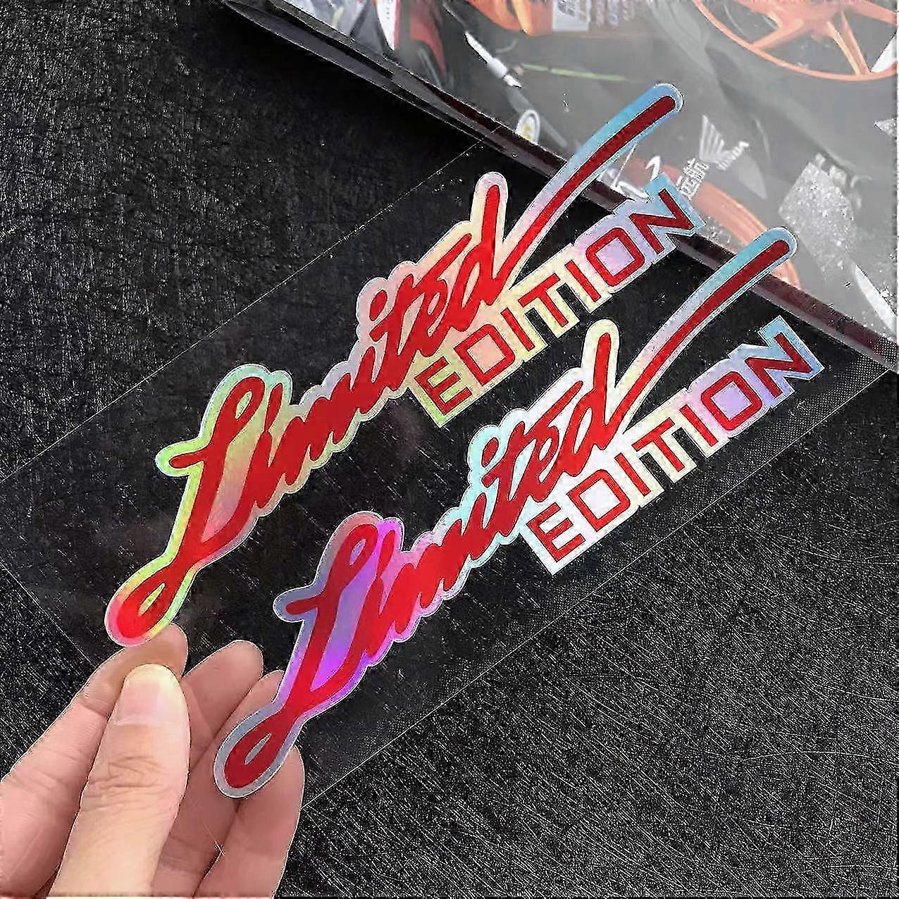 2 X Limited Edition Emblem Motorcycle Side Decals Laser Rainbow Str...