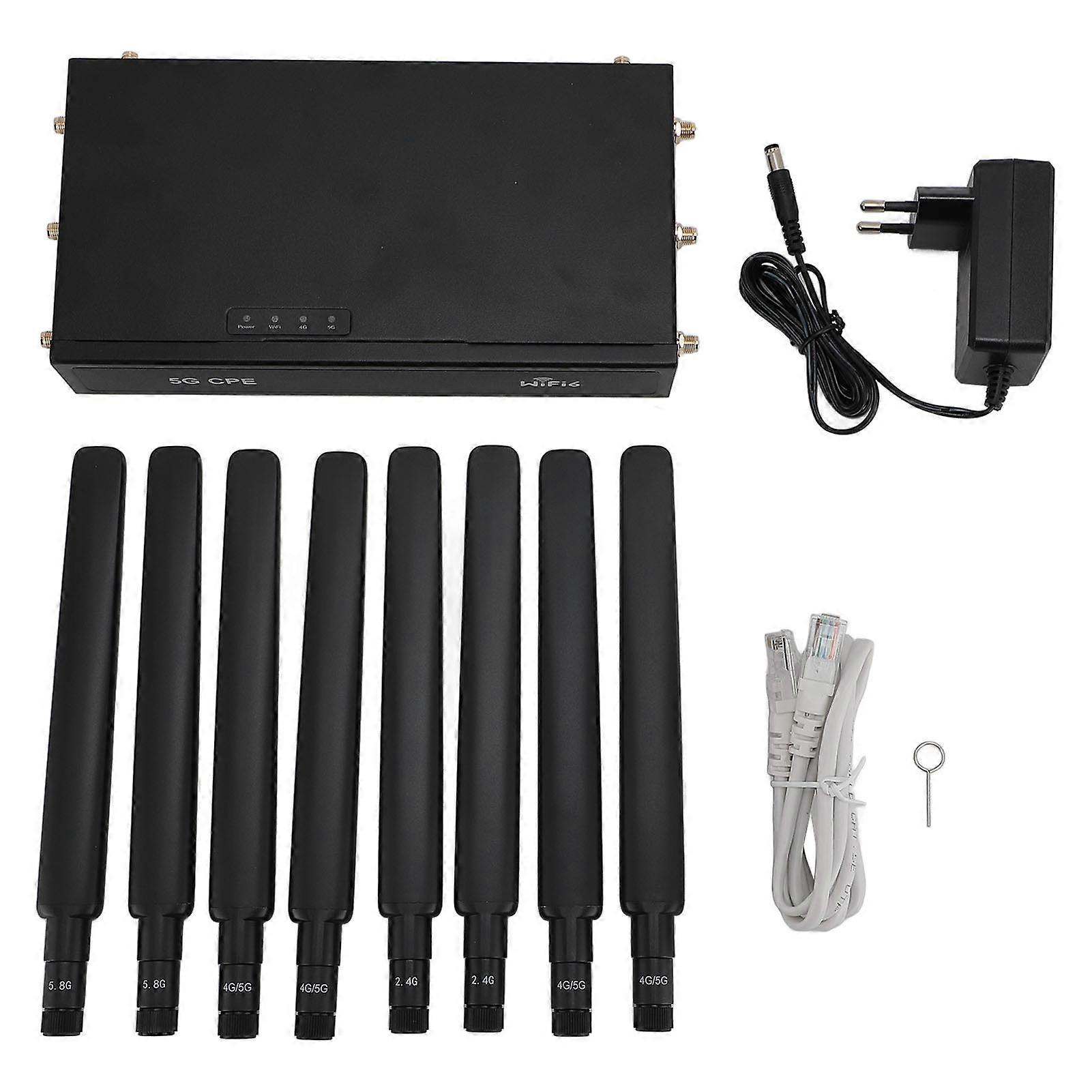 5G SIM Card CPE Router WiFi 6 1800Mbps Modem with 8 Antennas for Indoor Use Black