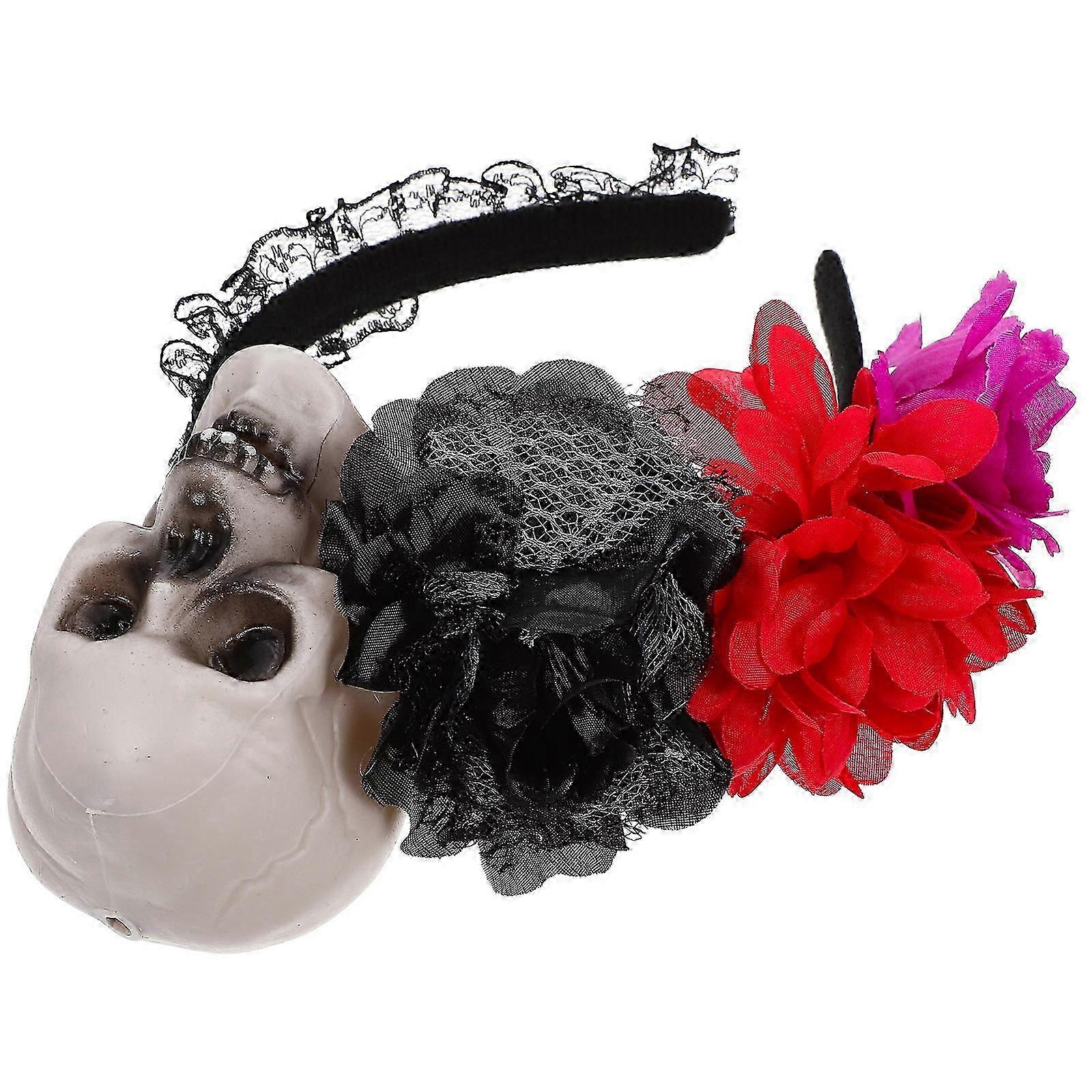 Women's Halloween Floral Skull Headband Rose Shape for Photo Shooting Stage Performance Daily Use 1Set
