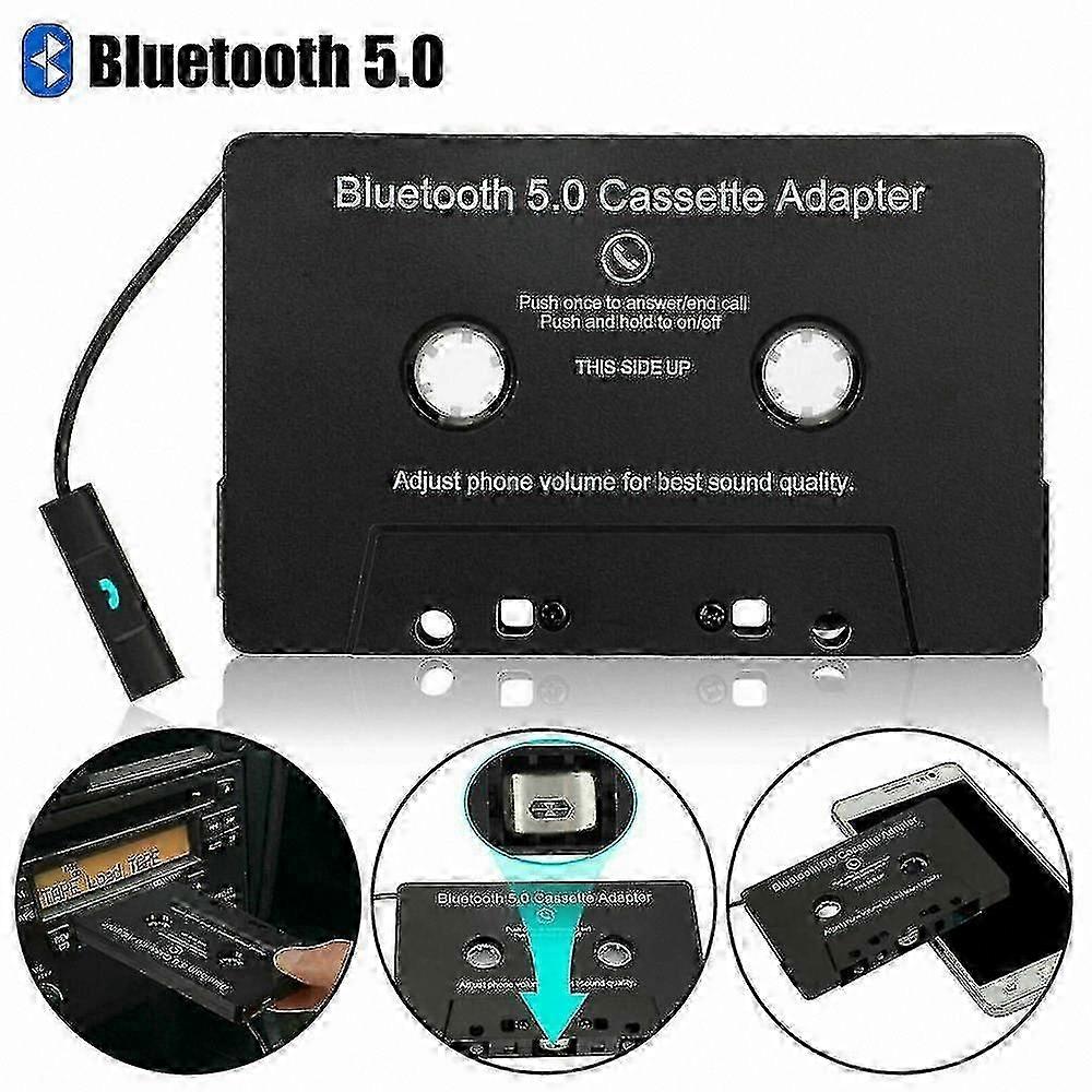Bluetooth 5.0 Car Audio Cassette Adapter Receiver with Aux Input for Wireless Music Streaming