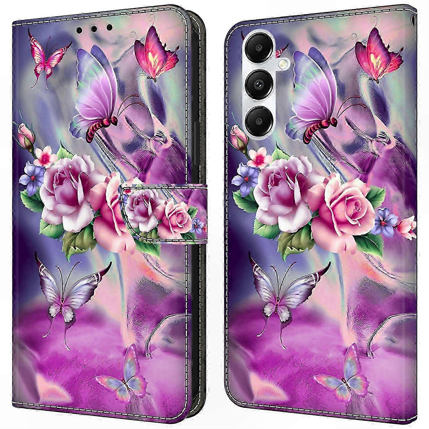 Magnetic Phone Case with 3D Pattern and Card Holder for Galaxy A55 5G
