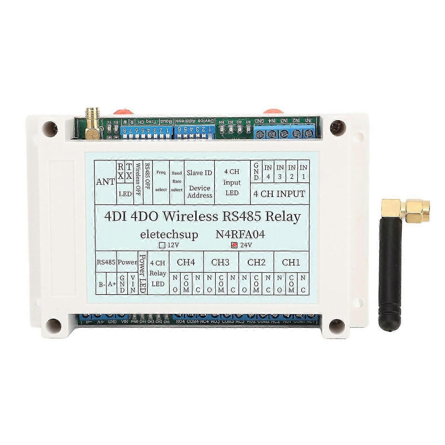 2025 Latest Model 4 Channel Wireless Relay Module 4DI 4DO 433M RS485