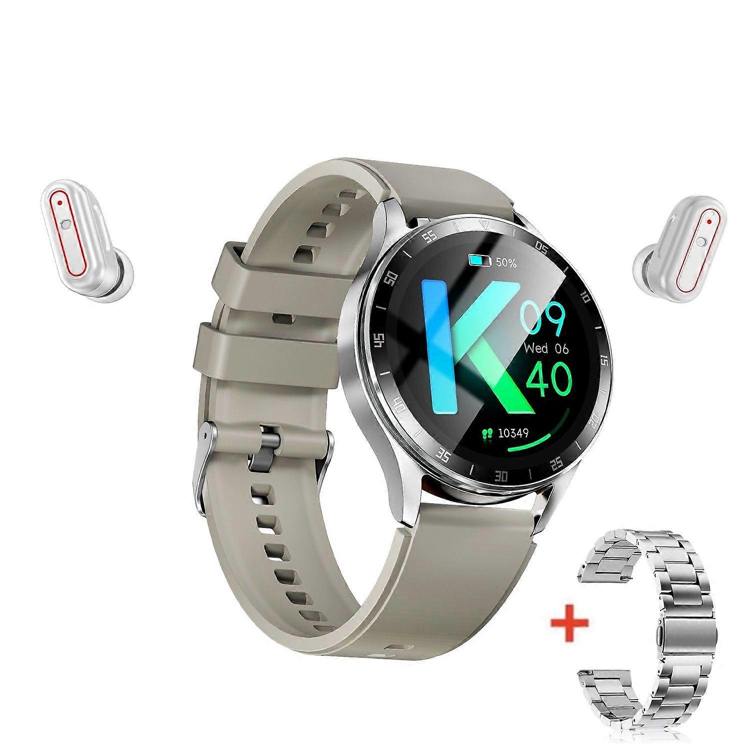 Smartwatch 2 in 1, Sleep Monitor, TWS Bluetooth Headphones with Earbuds, 1.39-inch Round, for iOS and Android(White)