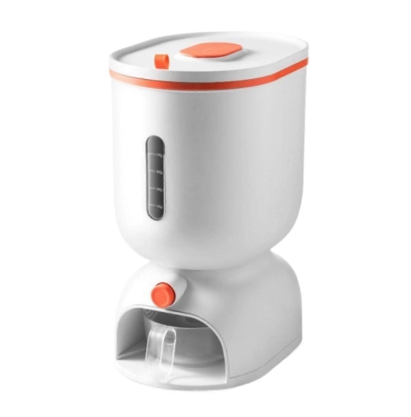 Grain Dispenser Rice Dispenser Rice Storage Container Press Type Push Visualization 40x31x21 cm Orange Kitchen Pantry