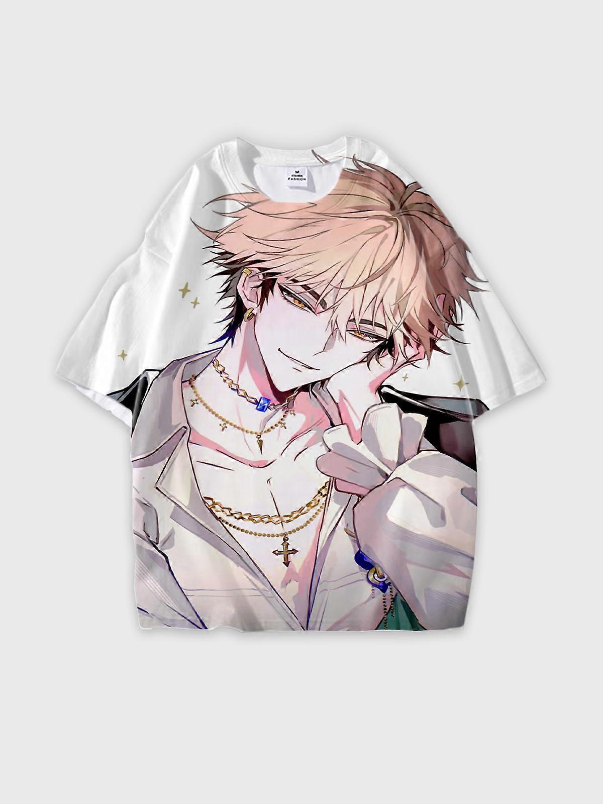 T-Shirt Round Neck, Loose Short Sleeve Link Click Graphic Tee, Unisex Summer Casual Top W92