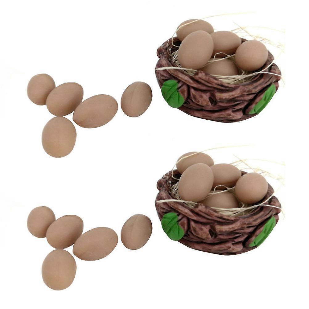 Mini Egg Nest Model Small House Accessory for Decoration 2Sets