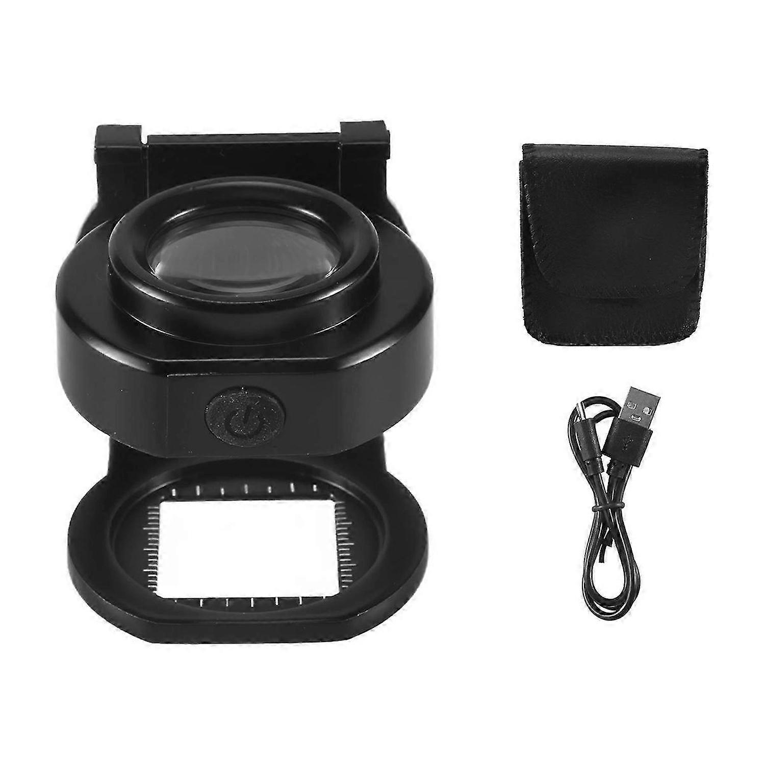 25X Loupe Magnifier with 6 Light,USB 3-Folding Eye Loupe Scale Sewing