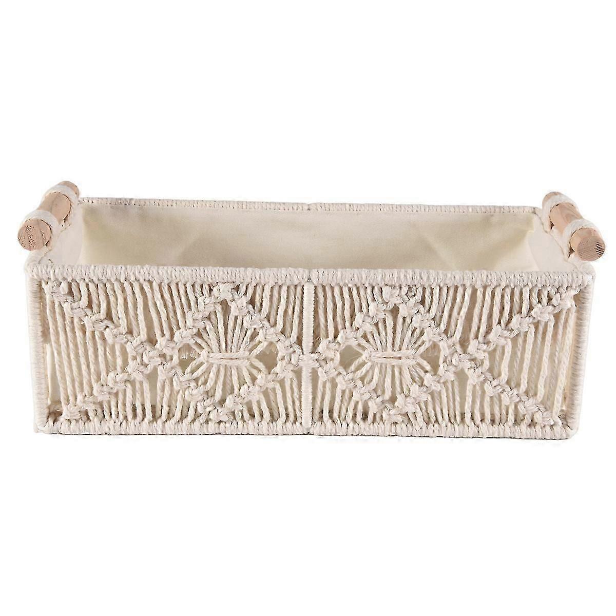 Boho Storage Basket Decor Box Handmade Woven Decorative Countertop Organizer Macrame Baskets for Bed