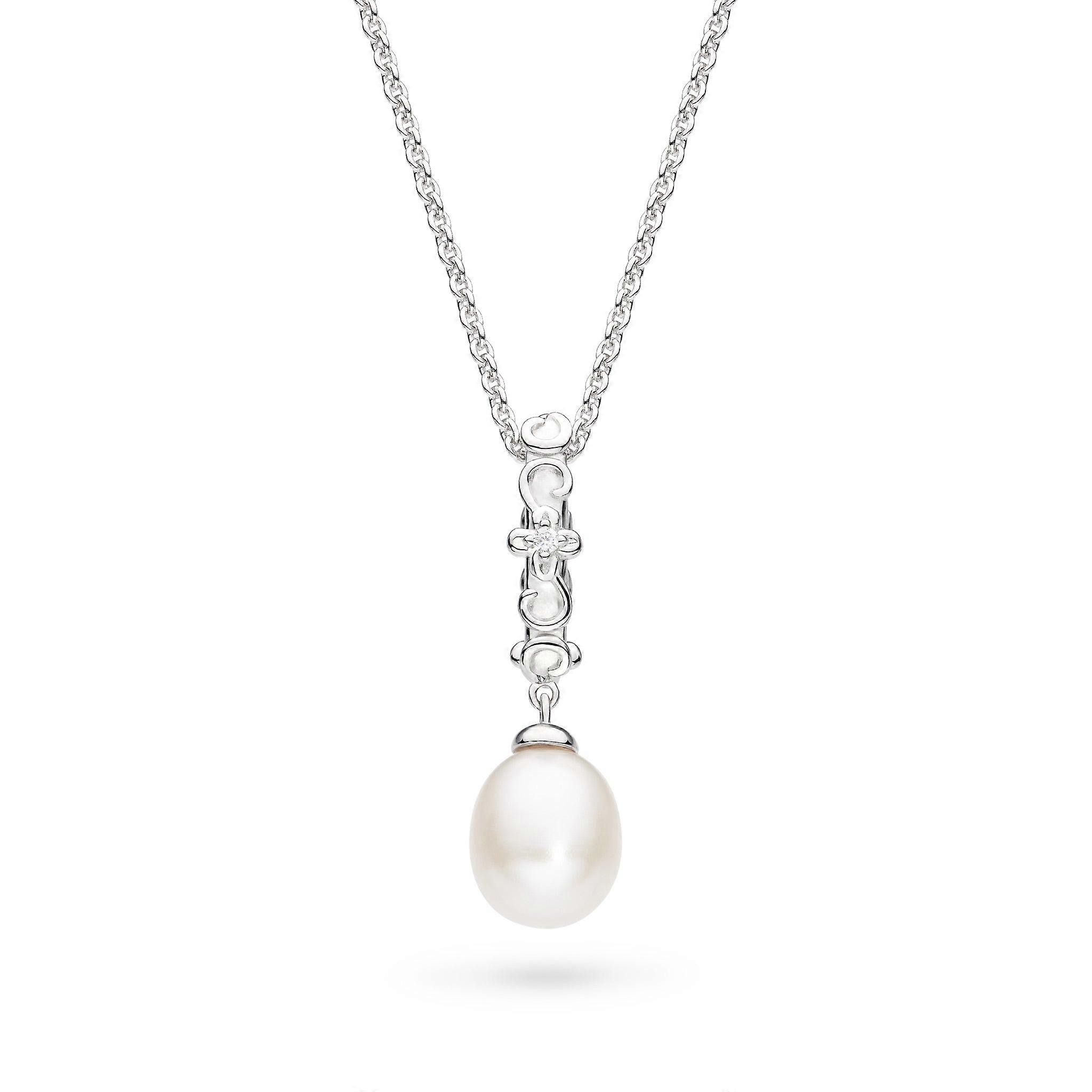 Kit Heath Blossom Flyte Honey Flower Zirconia Rhodium Plated Oval 18" Necklace 90334FPC