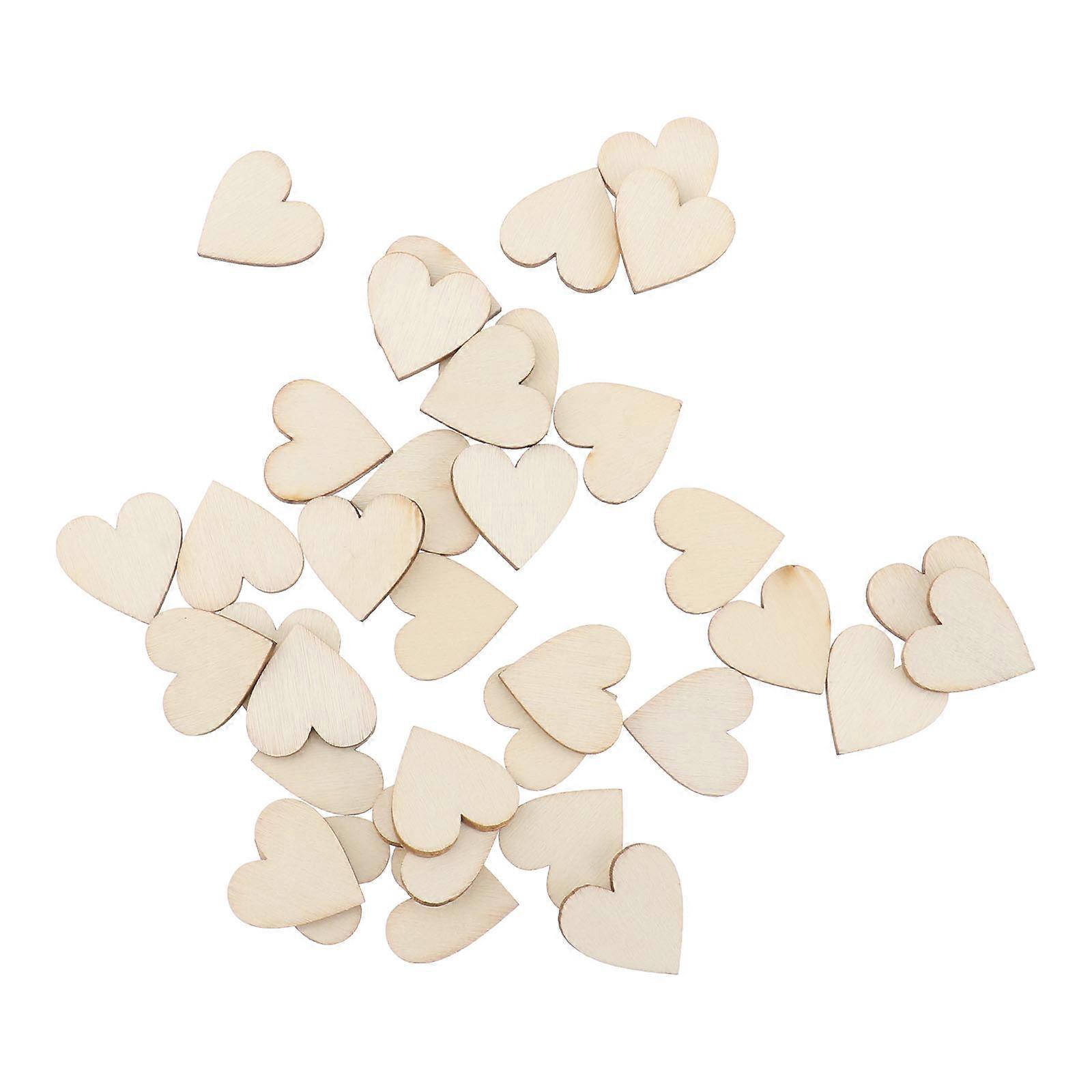Wooden Patch DIY Wood Slices for Crafts 100Pcs Heart Shape Khaki