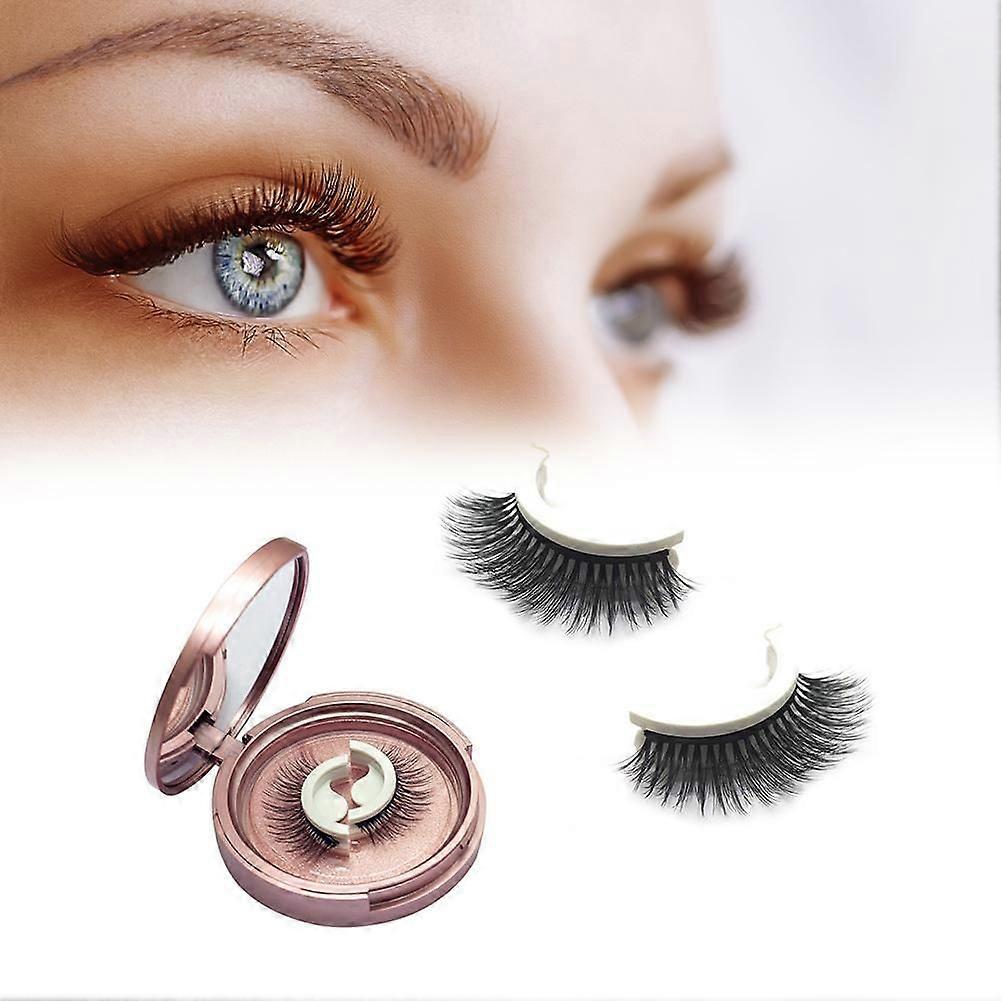 1 Pair Reusable Self Adhesive Eyelashes Glue Free Waterproof False Eyelashes No Liner or Glue Required