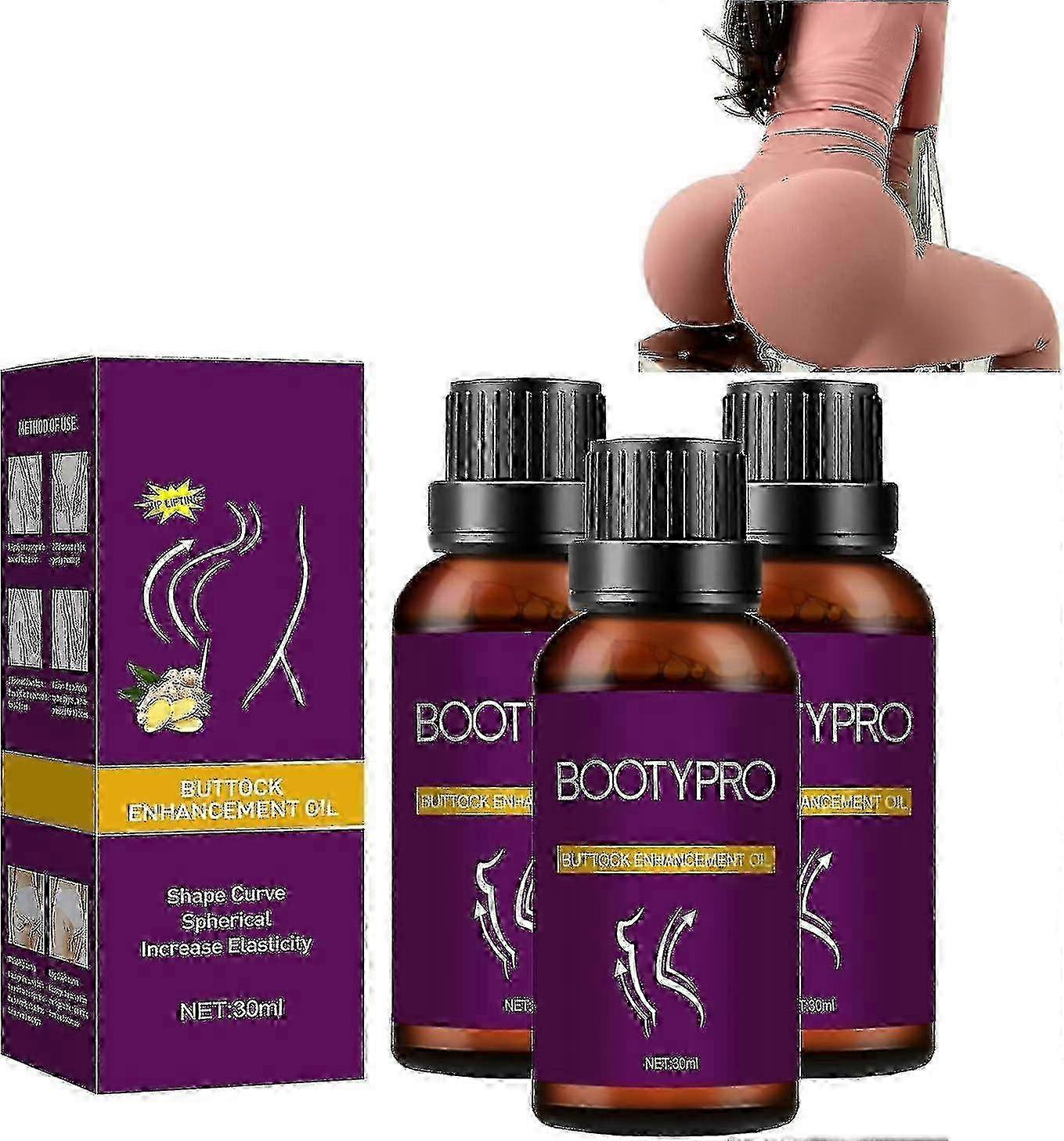 Booty Pro الورك رفع زيت التدليك ، ممتلئ الجسم تعزيز الغنائم النفط الورك رفع من الضروري النفط ، كبير بعقب تدليك كريم بعقب رفع النفط للنساء
