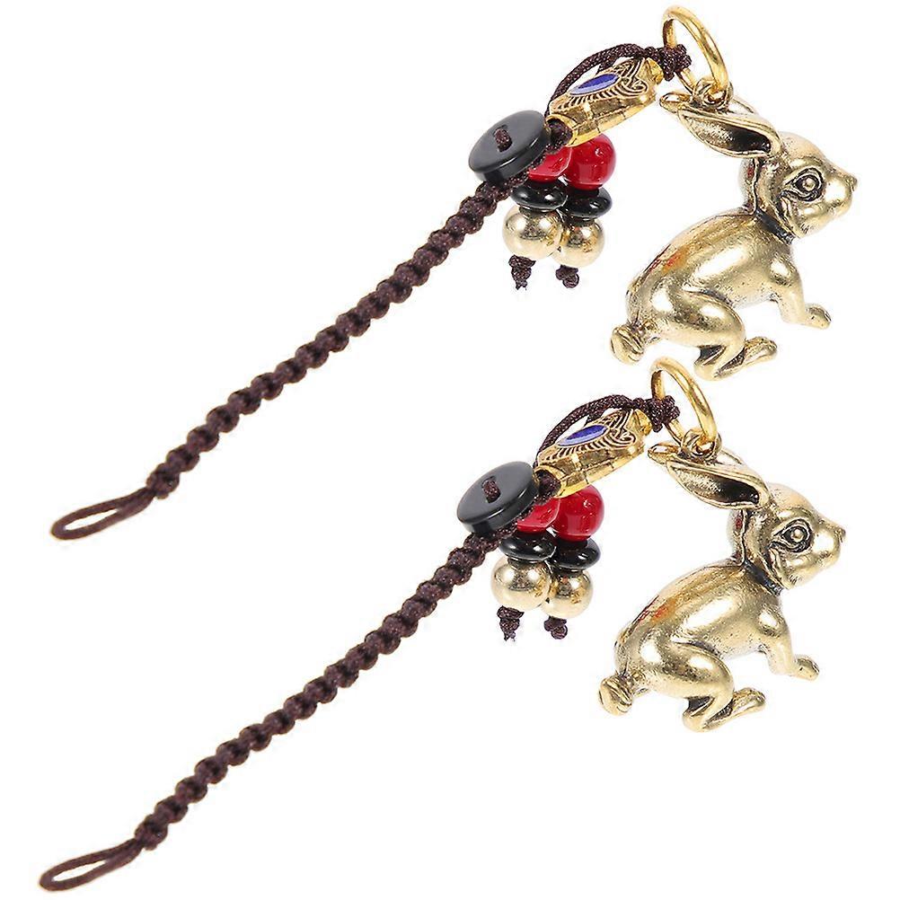 Brass Pendants 6Pcs Assorted Color Rabbit Keychain Charm Durable Brass Charm for Keyring Pendant