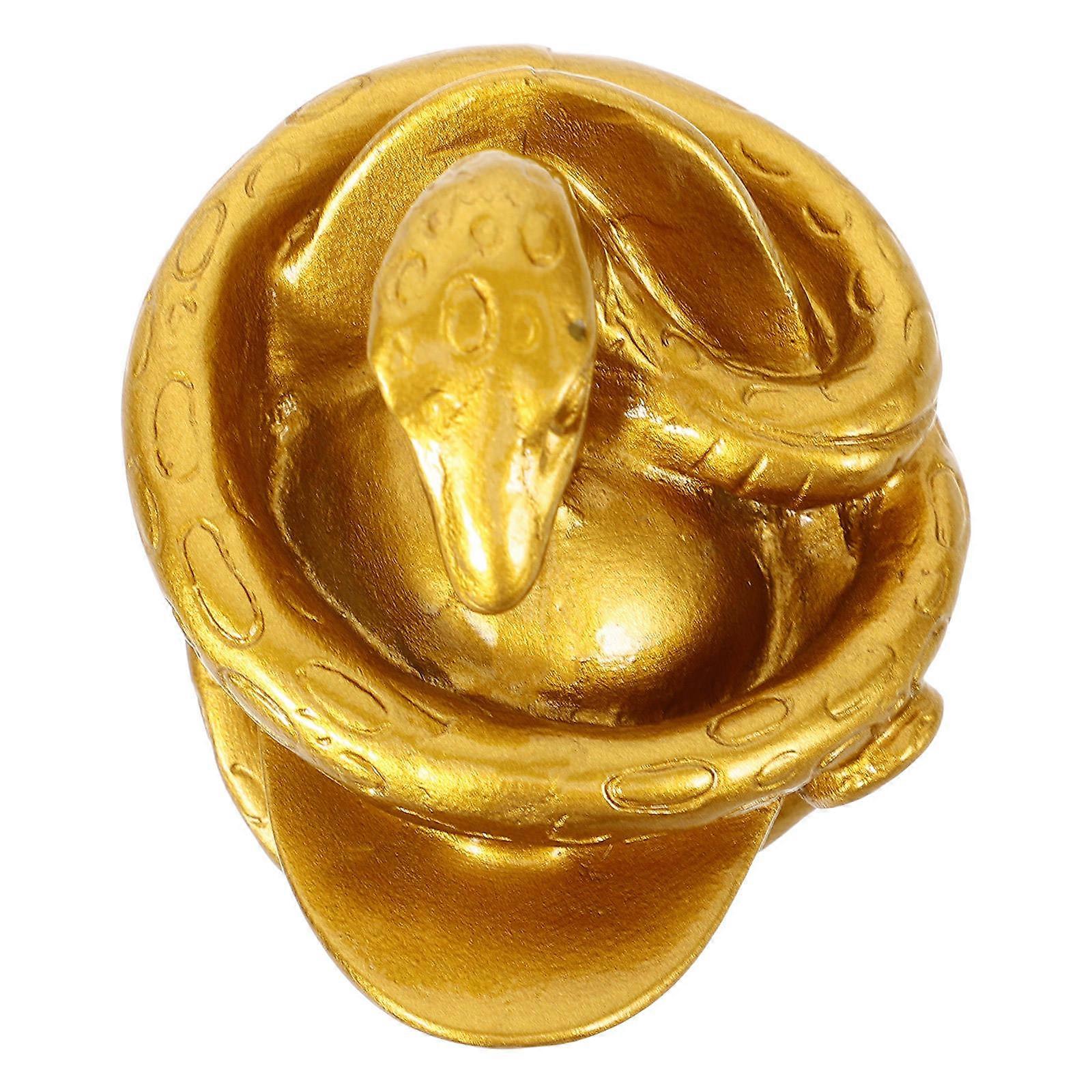 Elegant Resin Snake Adornment for Decoration 3Pcs Golden Desktop Statue