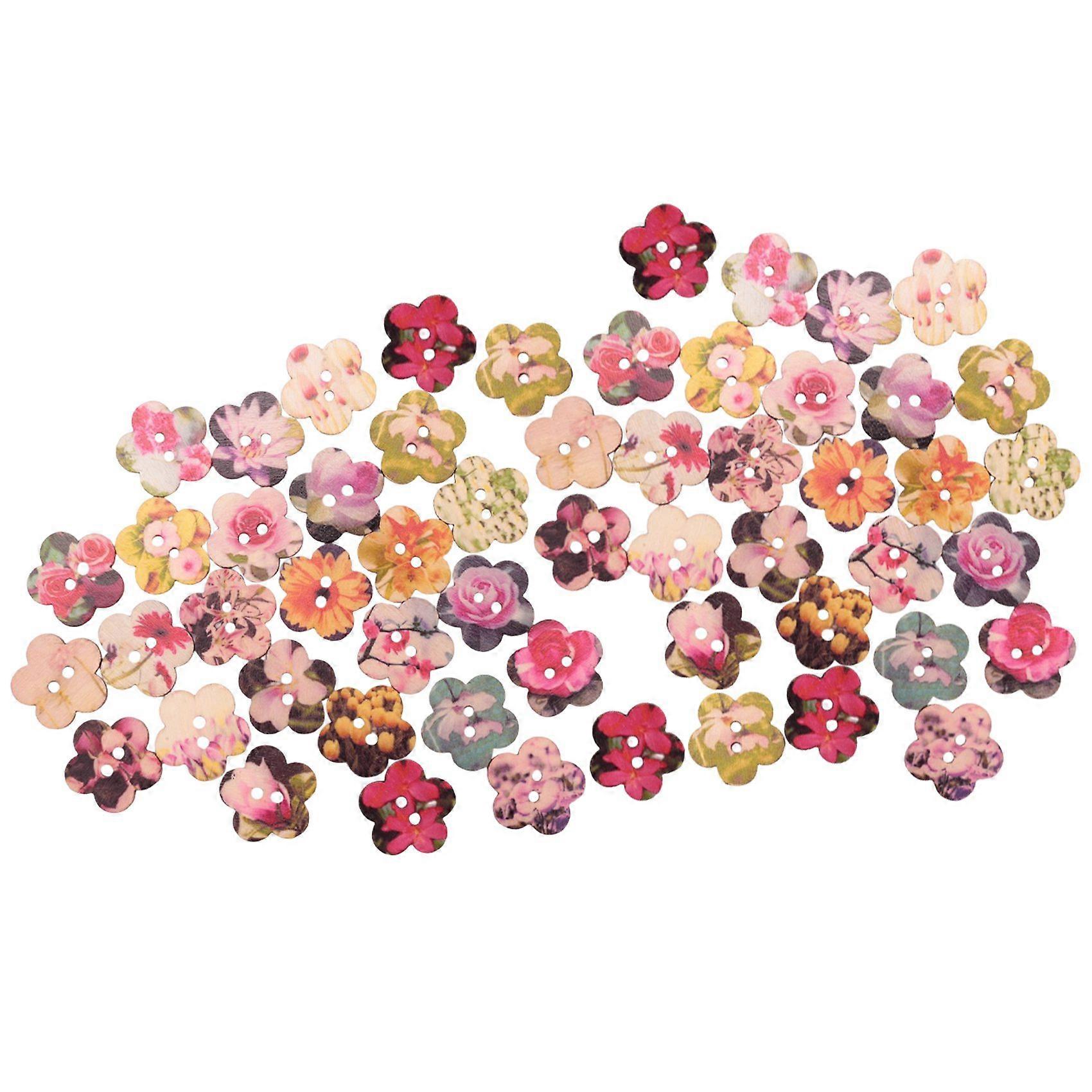 100PCS Handmade Wooden Buttons with 2 Holes for DIY Crafts Decor