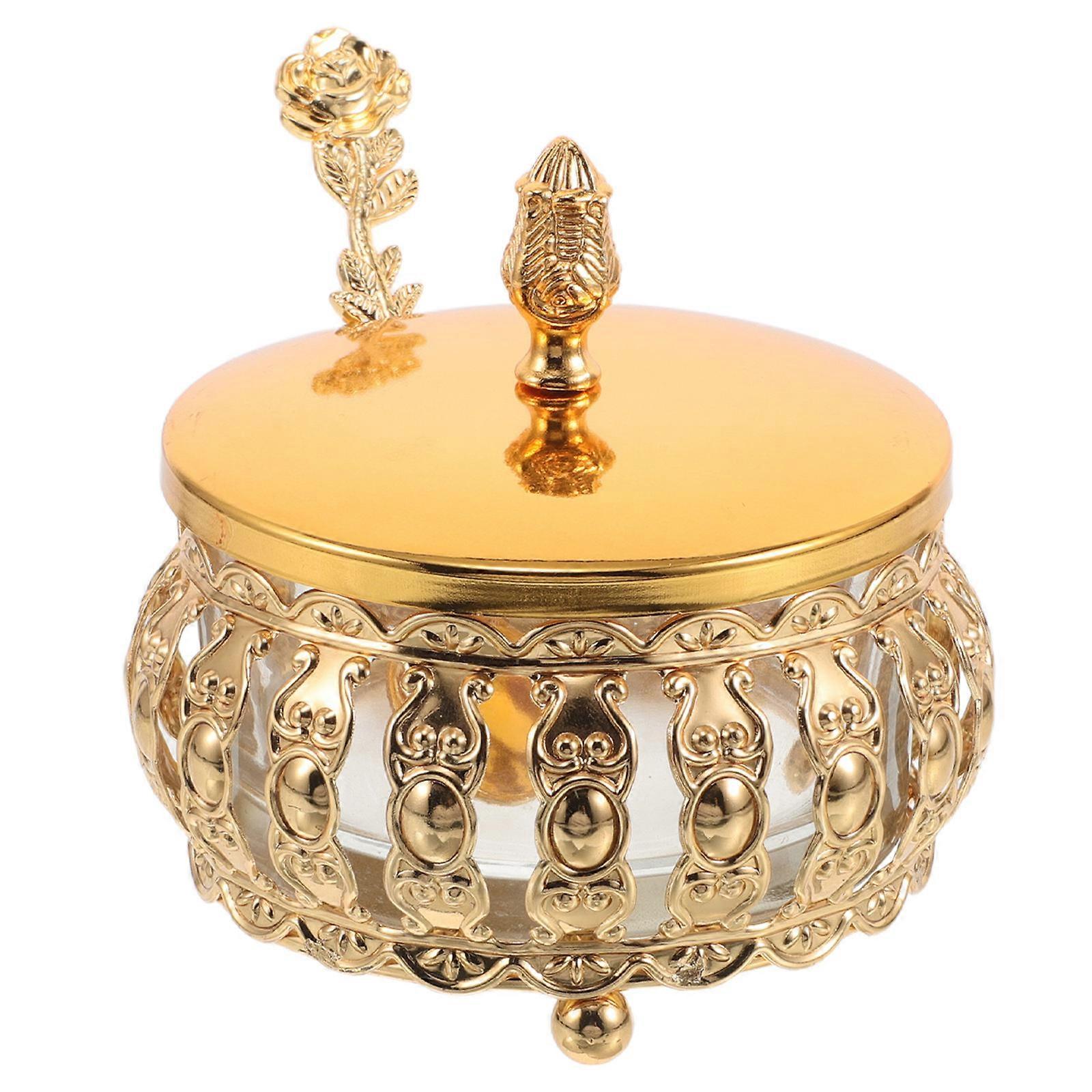 Seasoning Jars with Spoon for Storage Use 2Sets Golden Glass