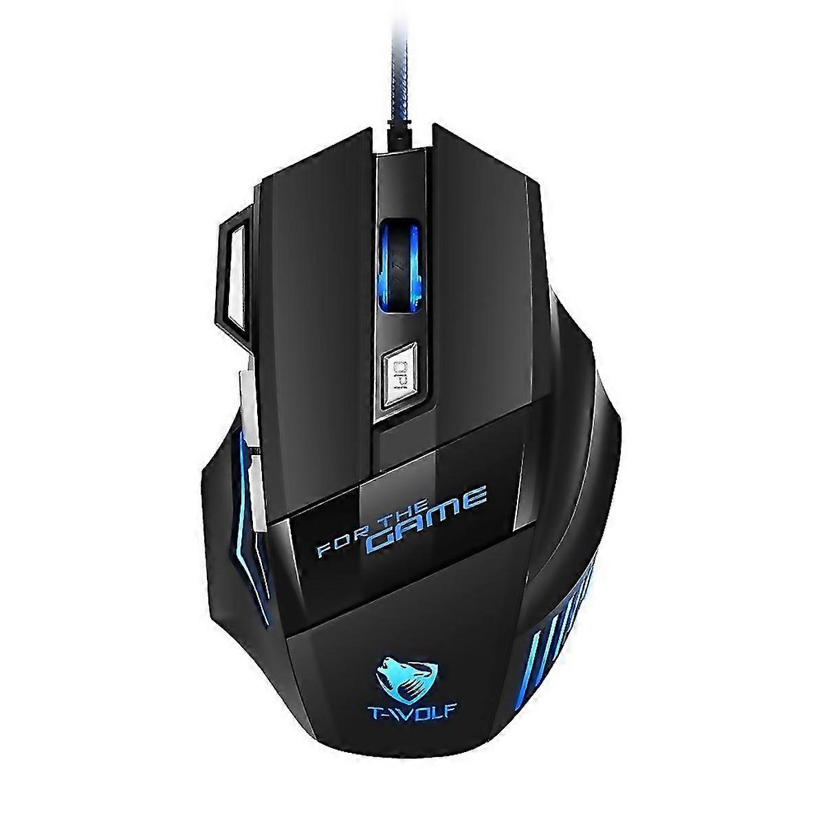 Souris de jeu filaire USB Twolf M1 7 touches avec éclairage d'ambiance RVB