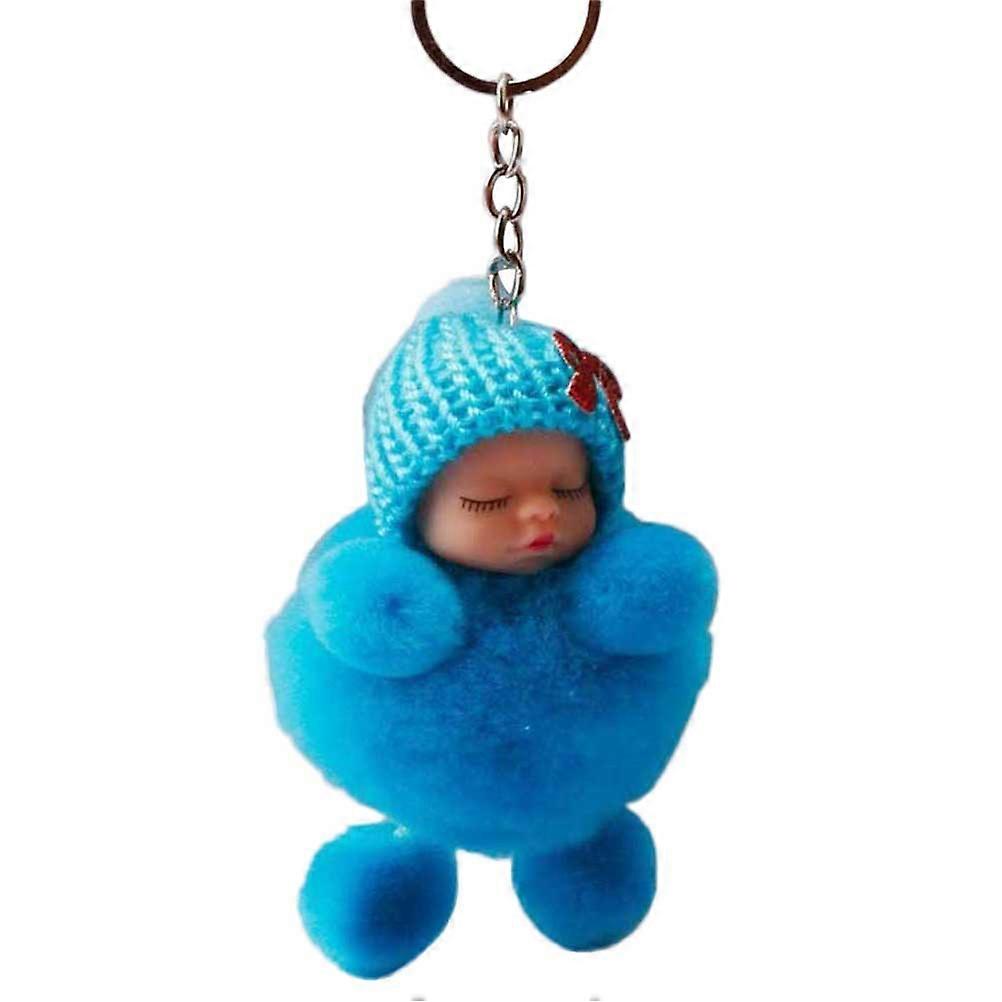 Doll Keychain for Managing Keys 2Pcs Fluffy Sky-Blue Hanging Charm