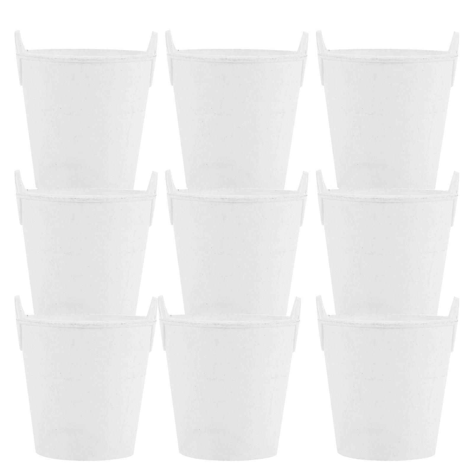 Mini Plastic Buckets 10Pcs Uncolored Design Diy Material Classroom Activities Creative Decoration White