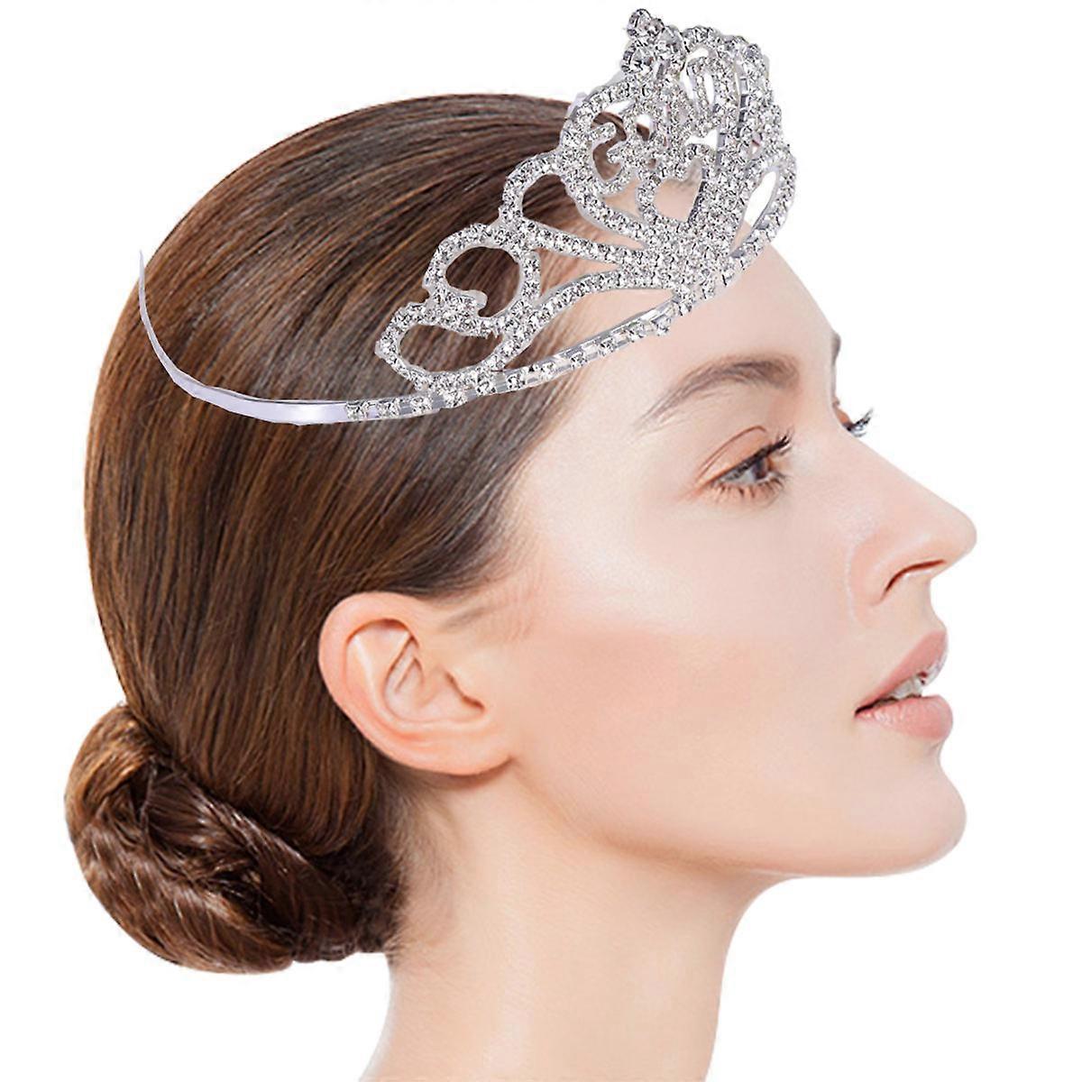 Crown with Comb Alloy Rhinestones Crown for Decoration 2Pcs Wedding