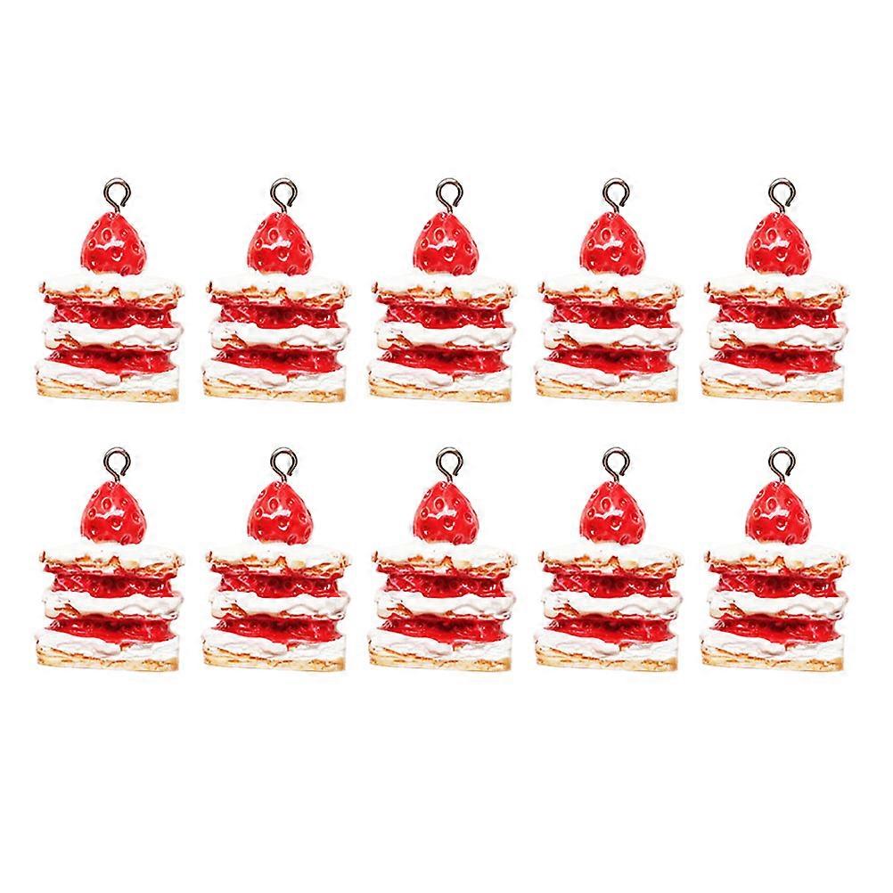 Strawberry Cake Pendants Resin DIY Accessories for Creative 20Pcs Kit