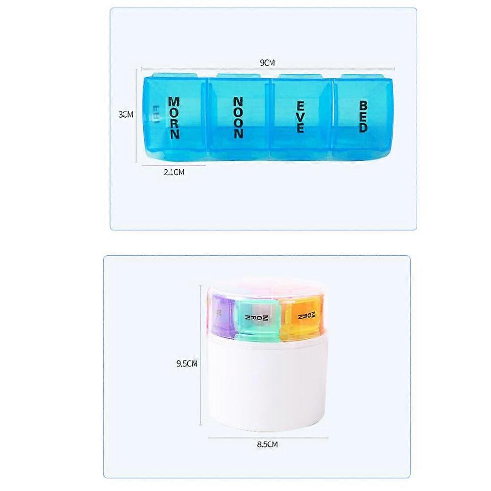 Combination Pill Case For Patients With Removable Lids Travel Size Multi Color 1Pack