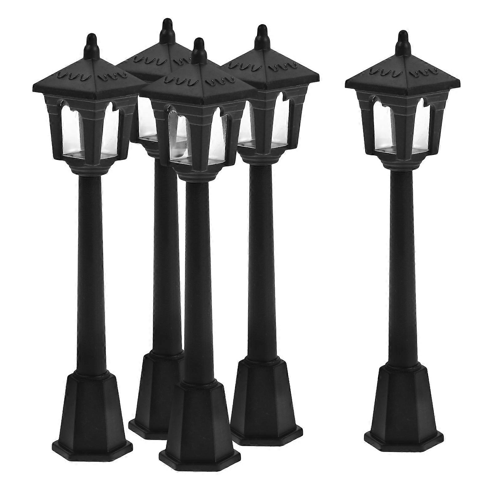 Miniature Pathway Lamppost Dollhouse Decorative Lamp Model 5Pcs Pack