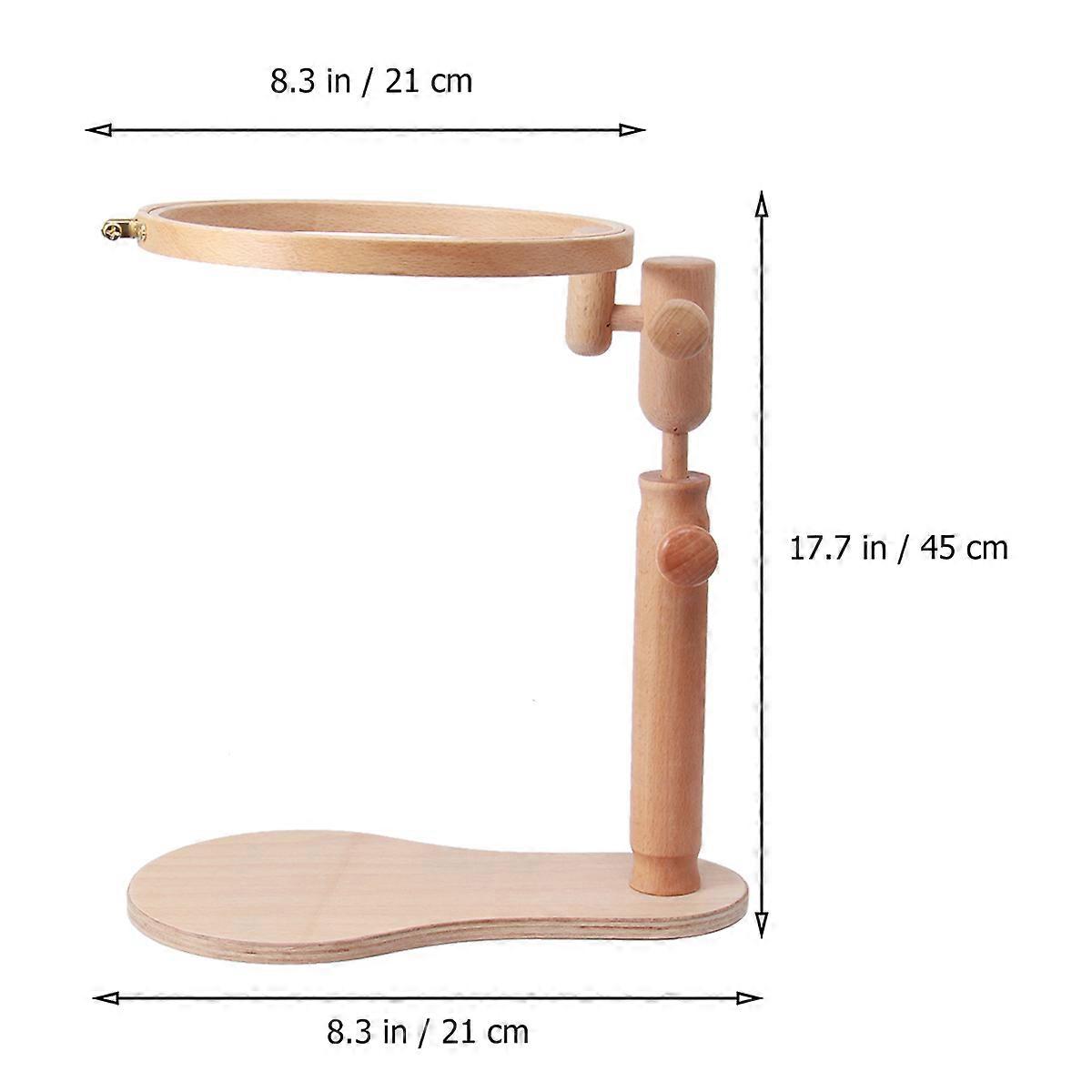 Cross Stitch Embroidery Supplies Adjustable Height Rack For Home Decoration Beige Wood 360° Rotation 1 Set