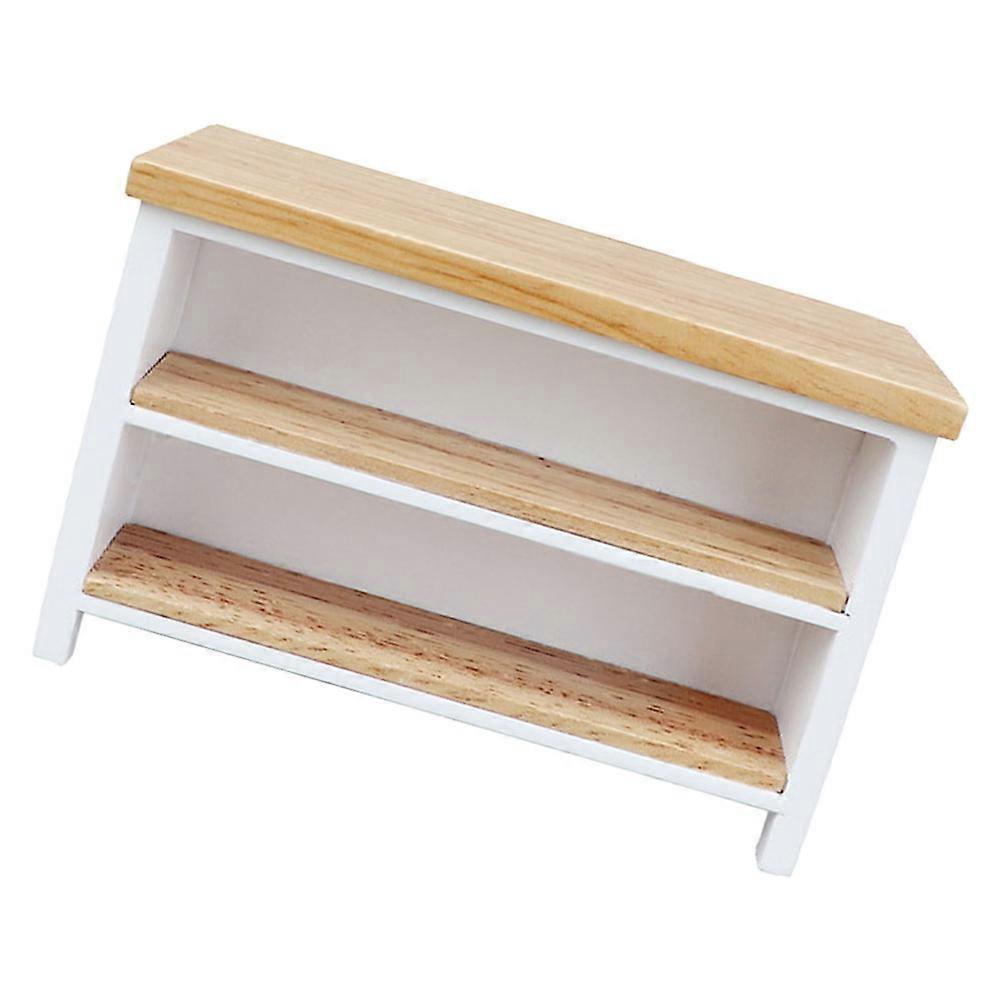 Tiny Dollhouse Furniture Model Double-Tiered Desk Suitable for Display and Collectible Use 1Pcs